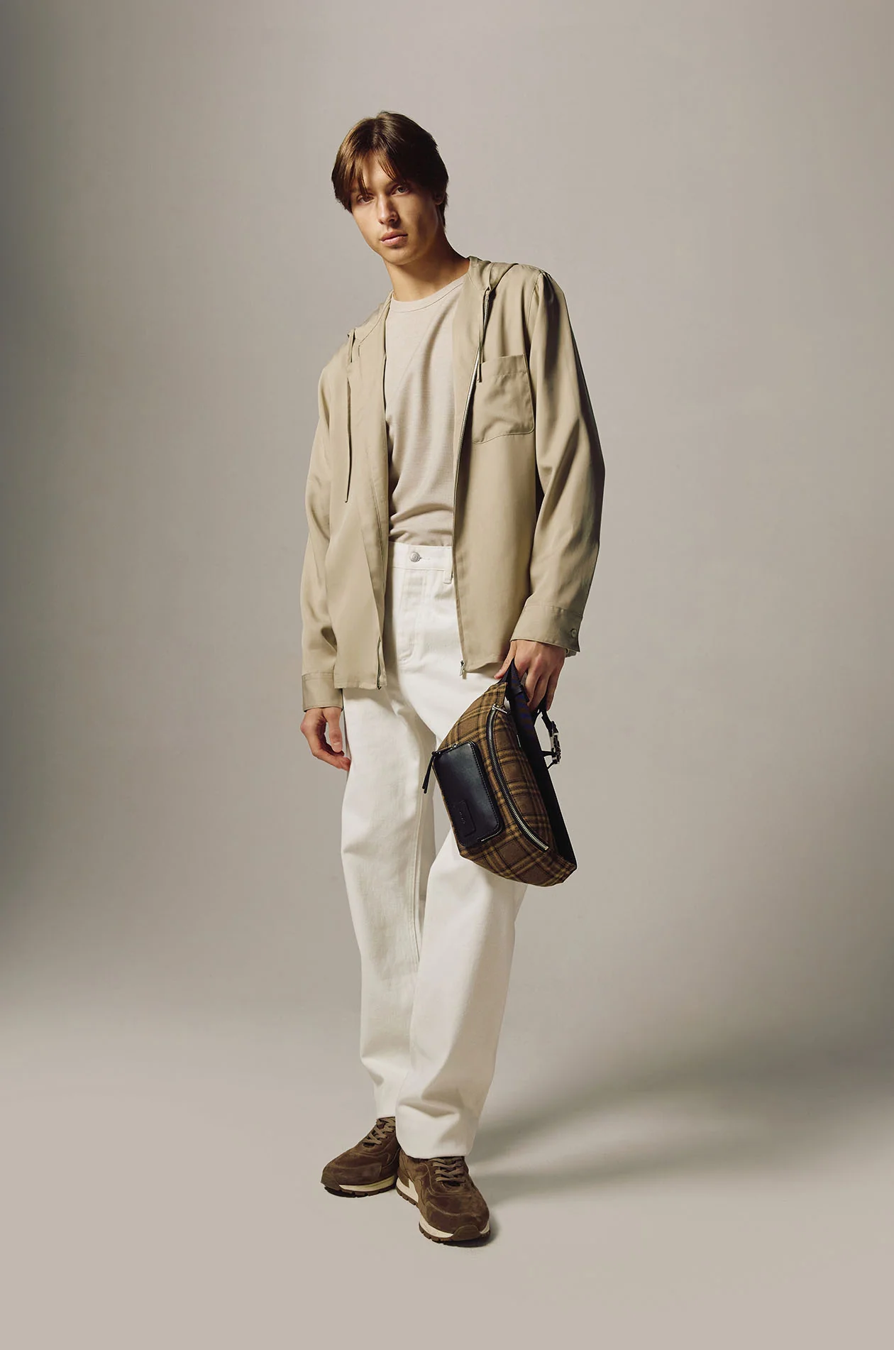 White Straight Leg Jeans with Carabiner
