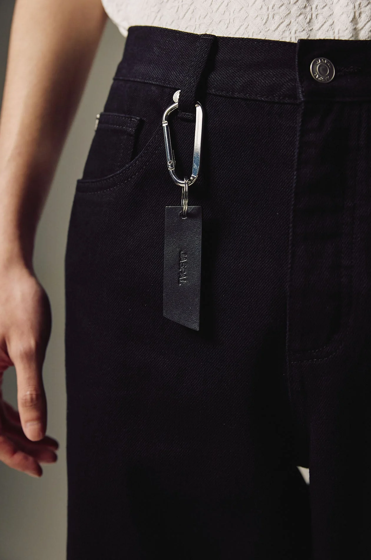 Black Straight Leg Jeans with Carabiner - Image 3