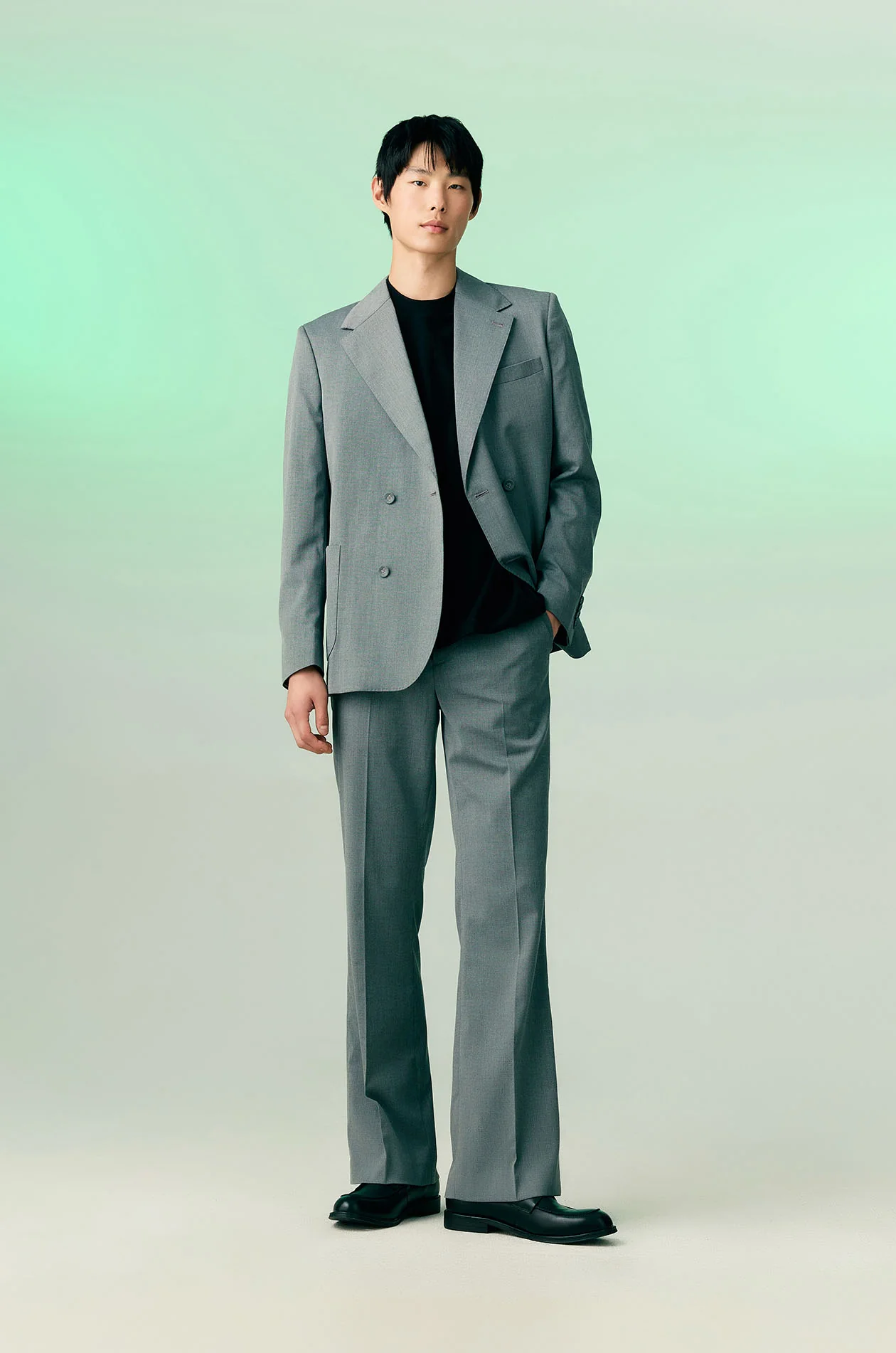 Herringbone Double-Breasted Blazer