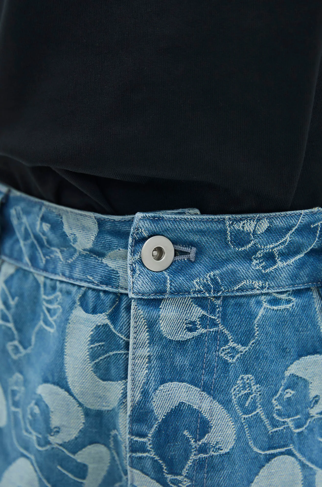 Jacquard Denim Shorts with Gongkan - Image 4