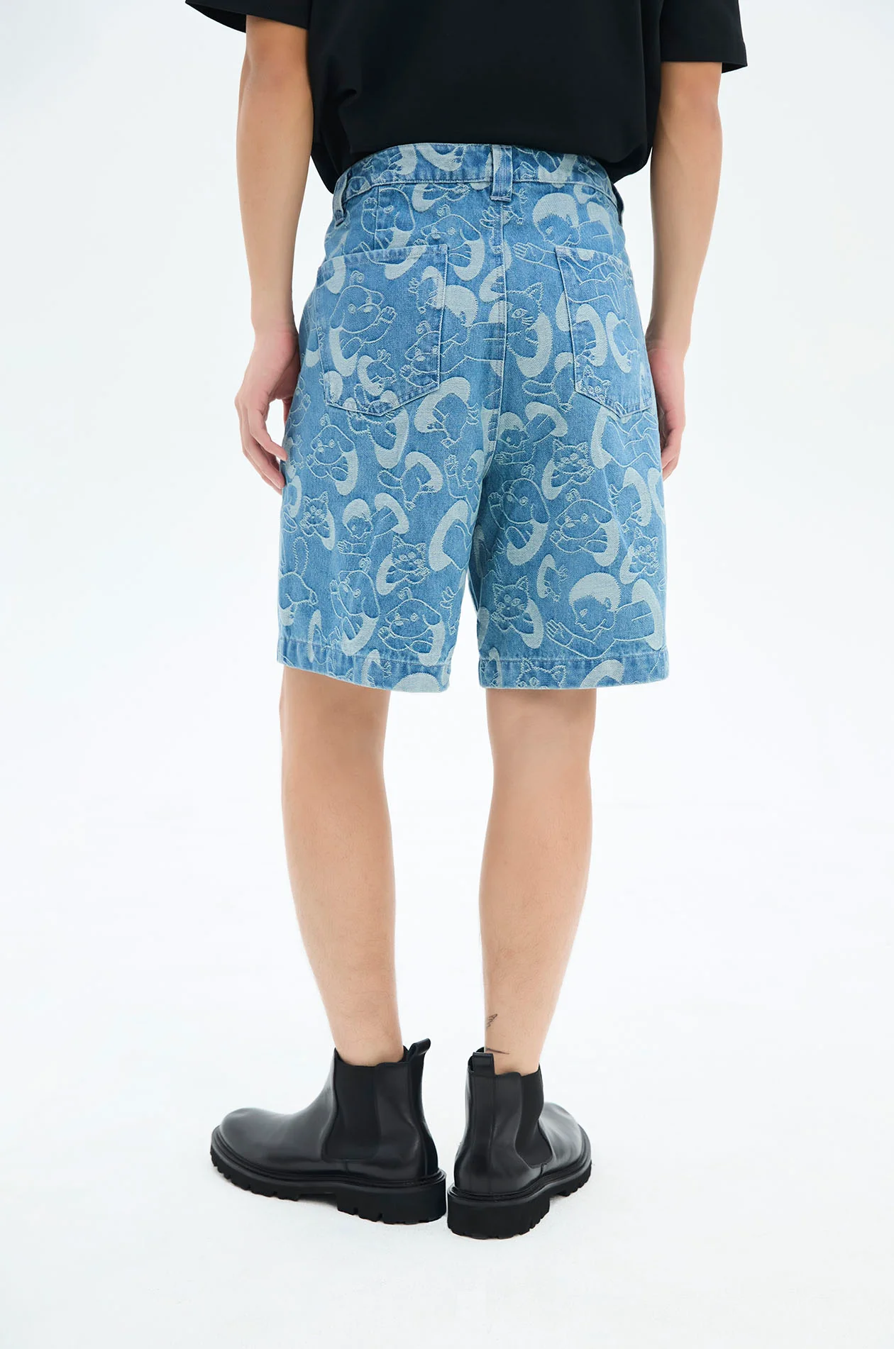 Jacquard Denim Shorts with Gongkan - Image 5