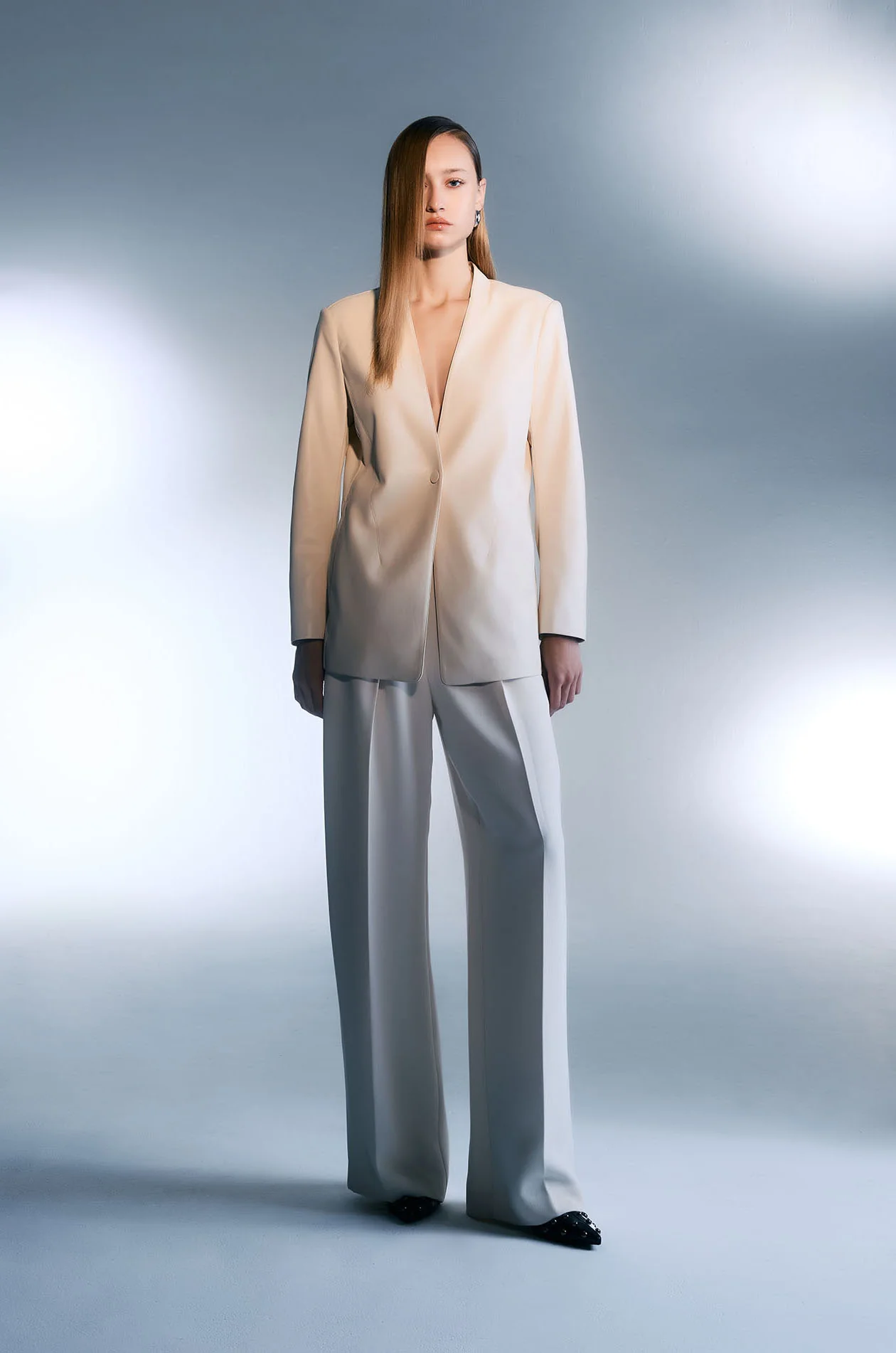 Collarless Longline Blazer with TunTun