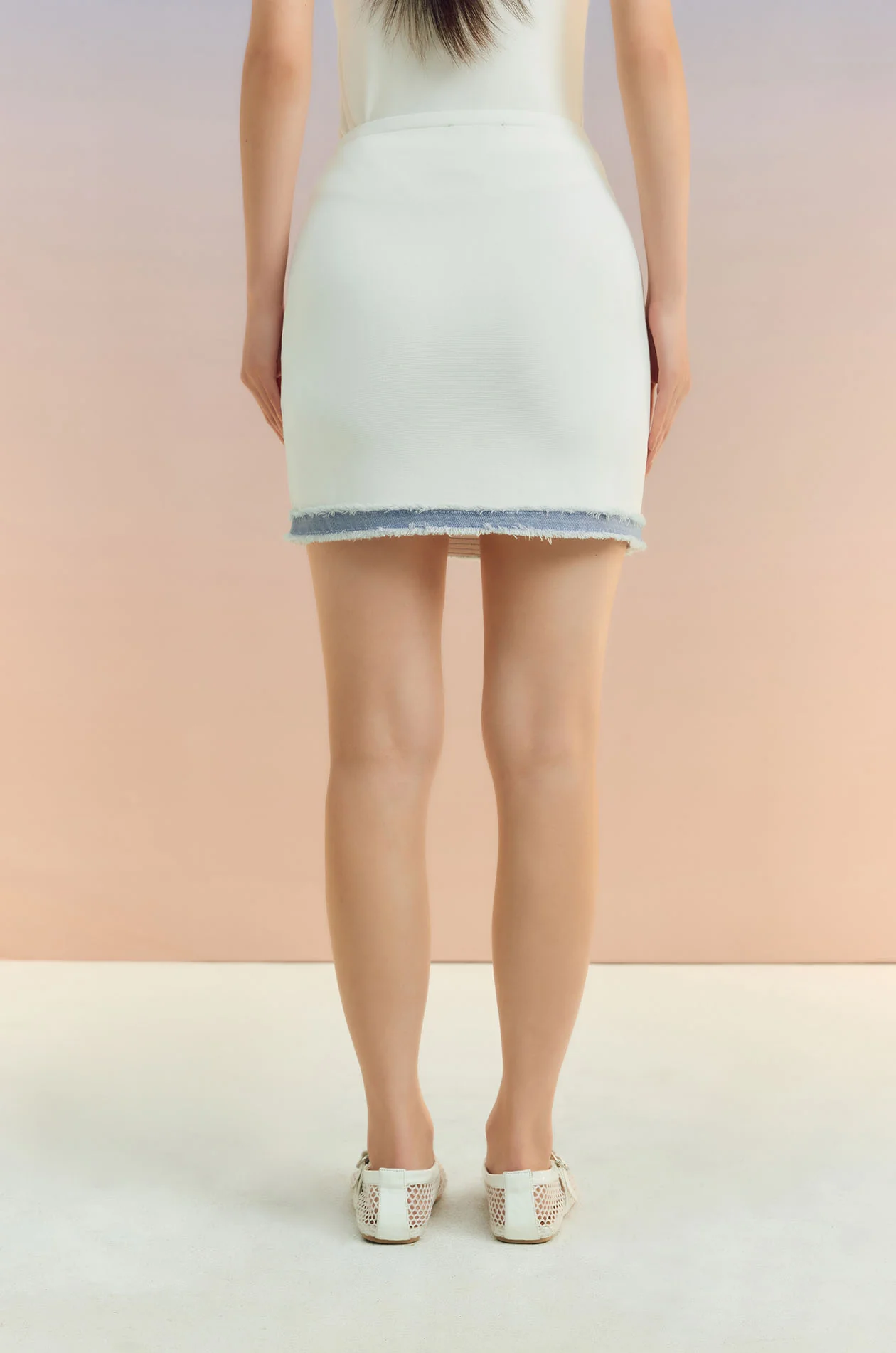 Denim-Trim Knit Mini Skirt - Image 9