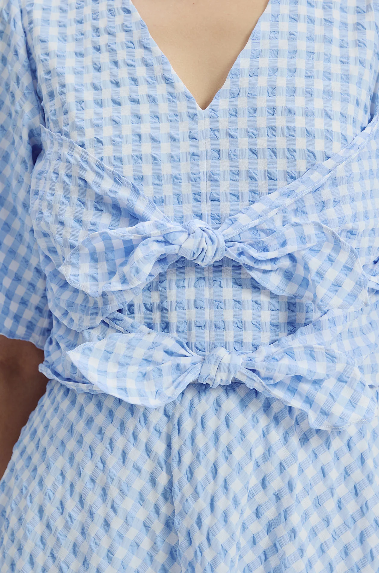 Crinkled Gingham Midi Dress - Image 3