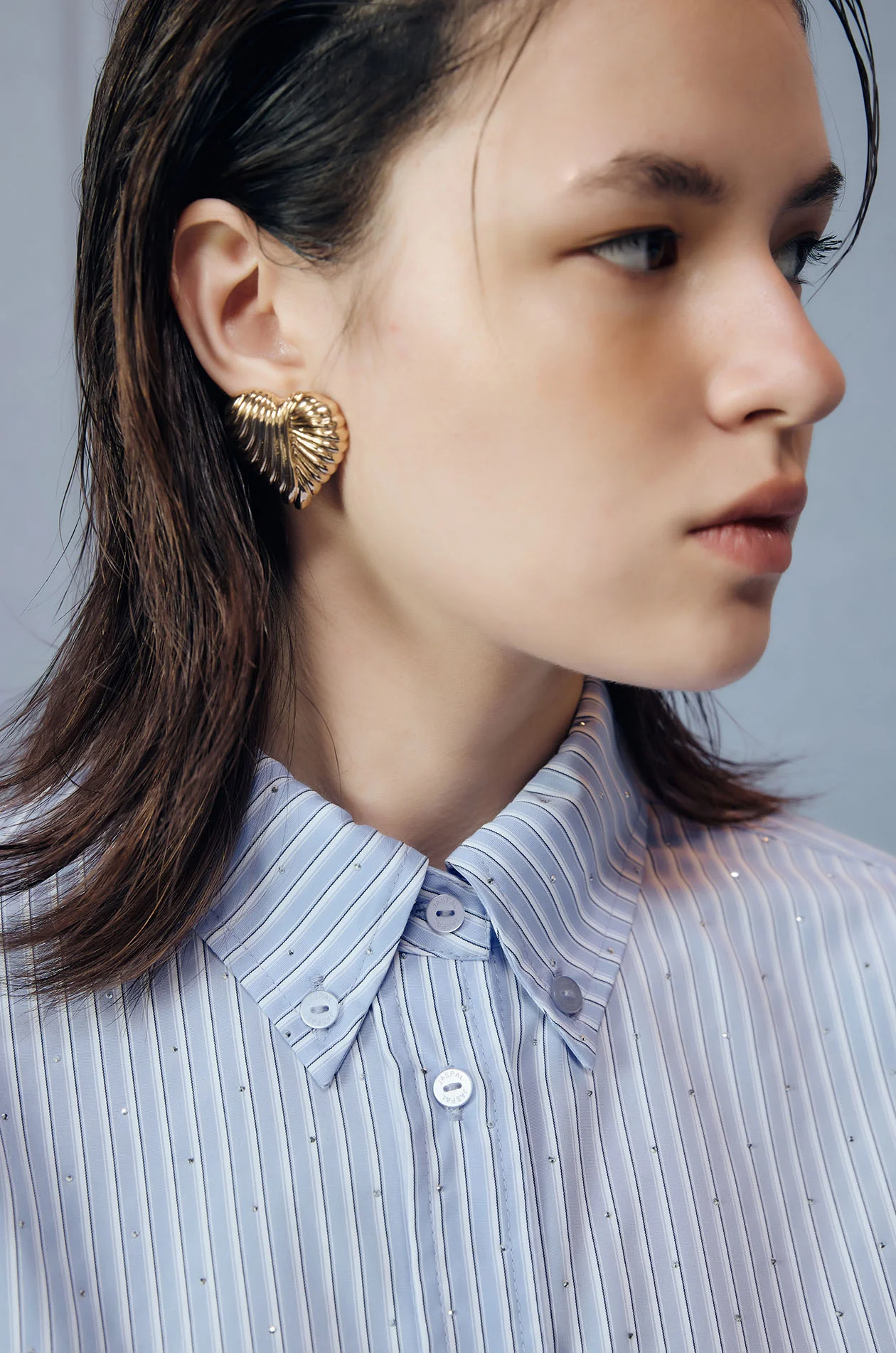 Rhinestone Striped Boxy Shirt - Image 3