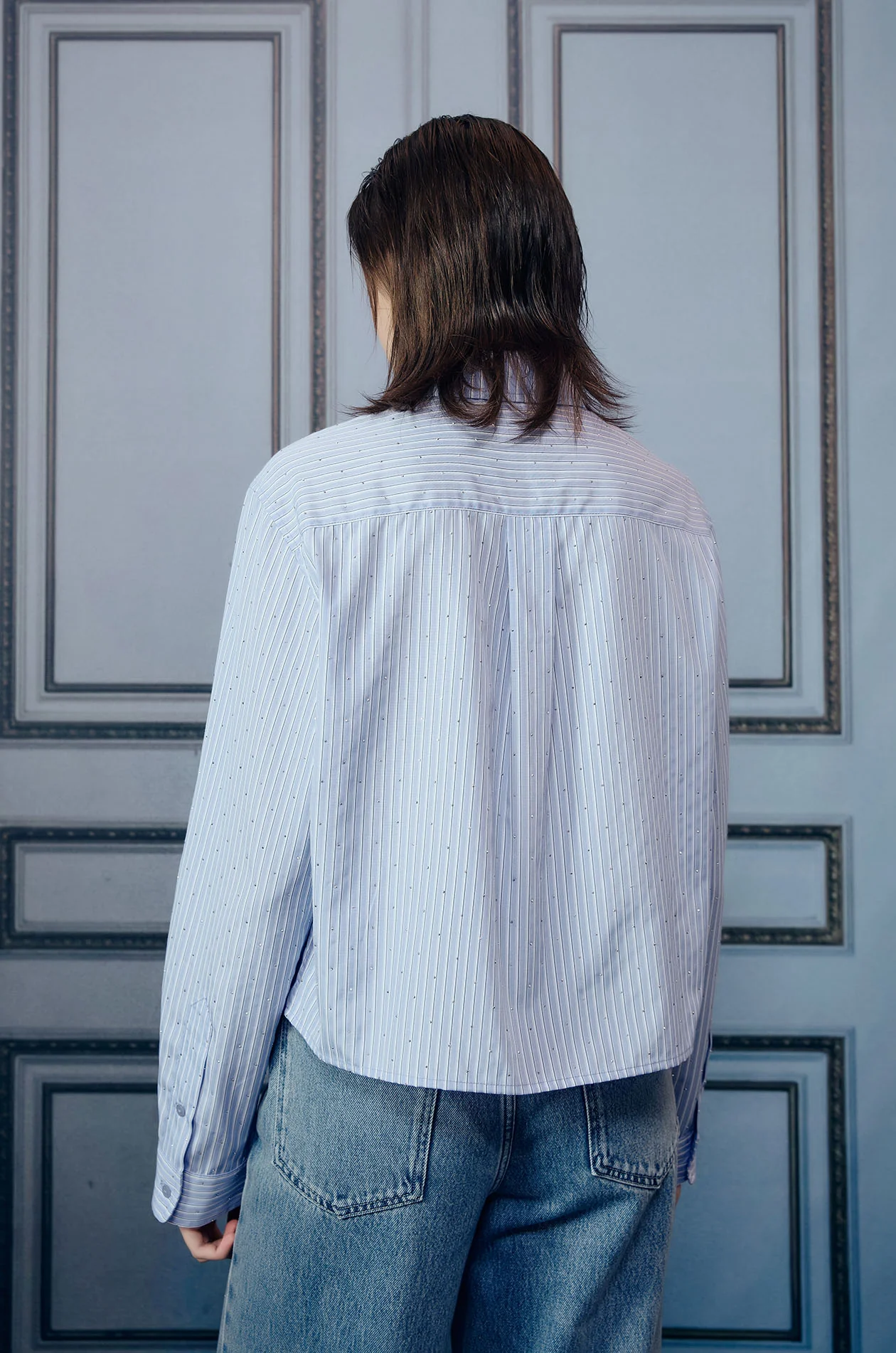 Rhinestone Striped Boxy Shirt - Image 5