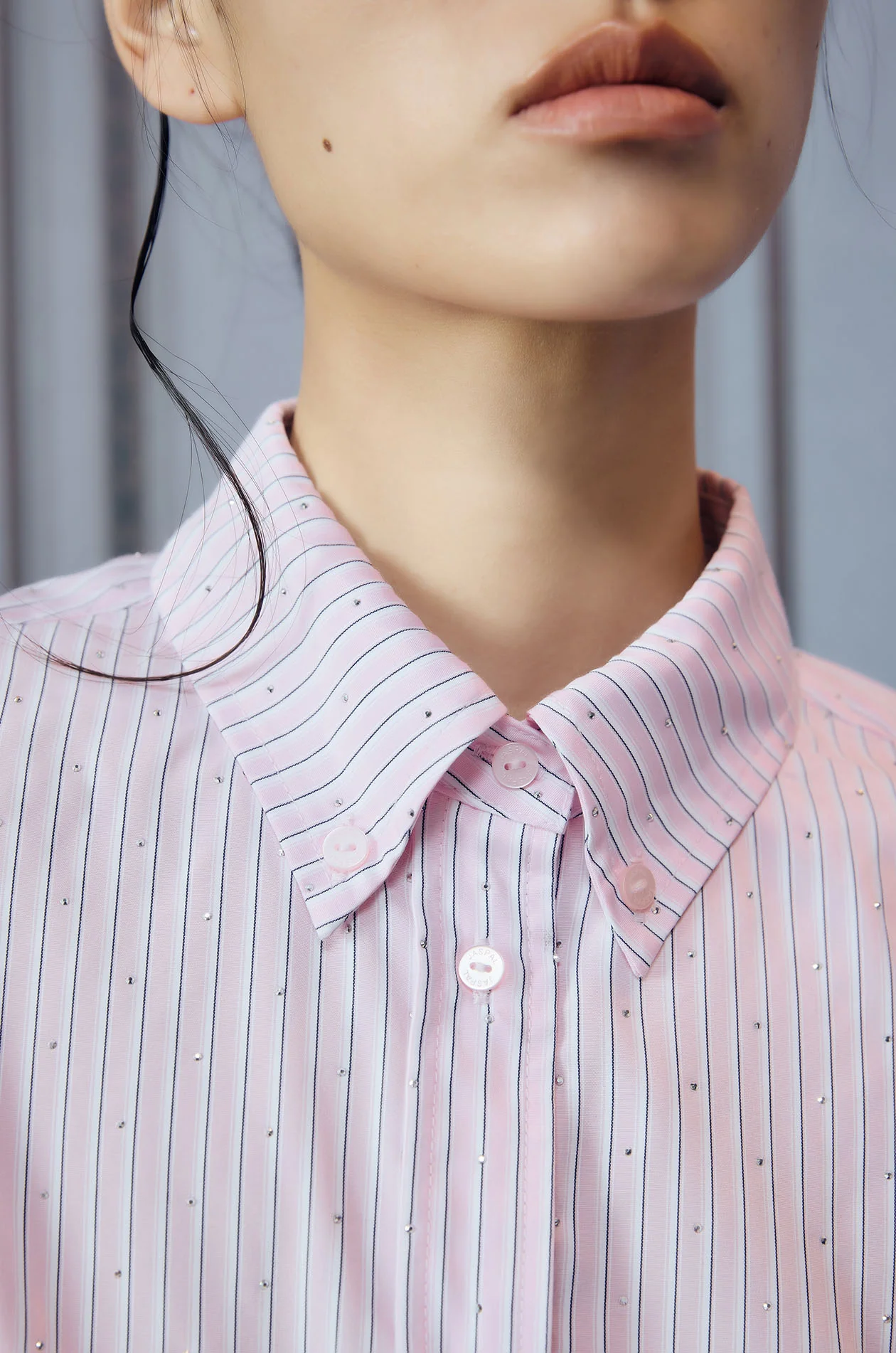 Rhinestone Striped Boxy Shirt - Image 8