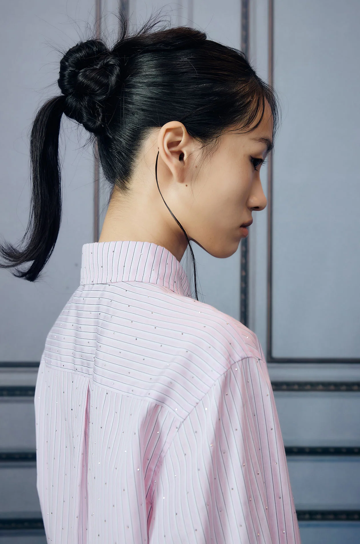 Rhinestone Striped Boxy Shirt - Image 9