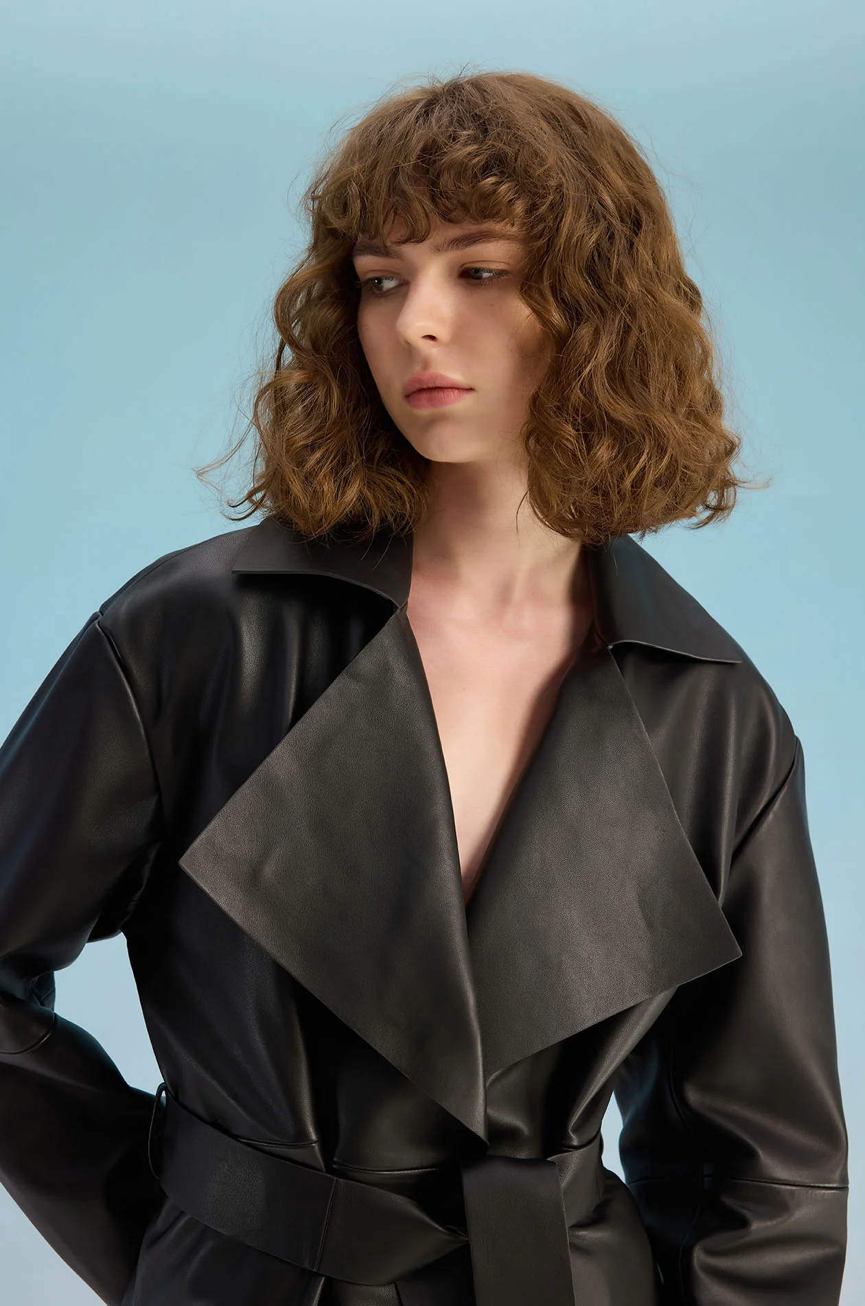 Tied Leather Overcoat - Image 3
