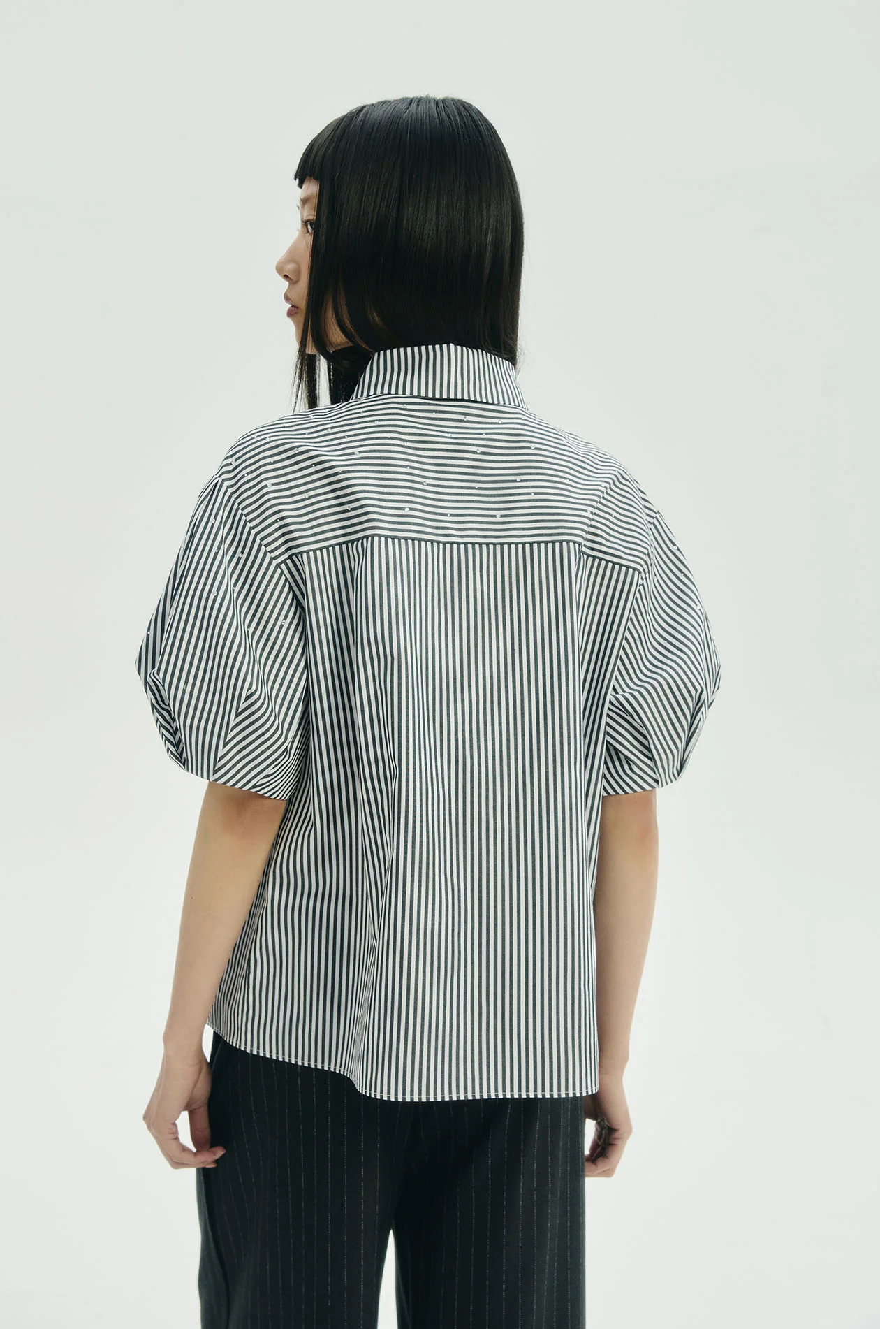 Striped Puff Sleeve Shirt - Image 6