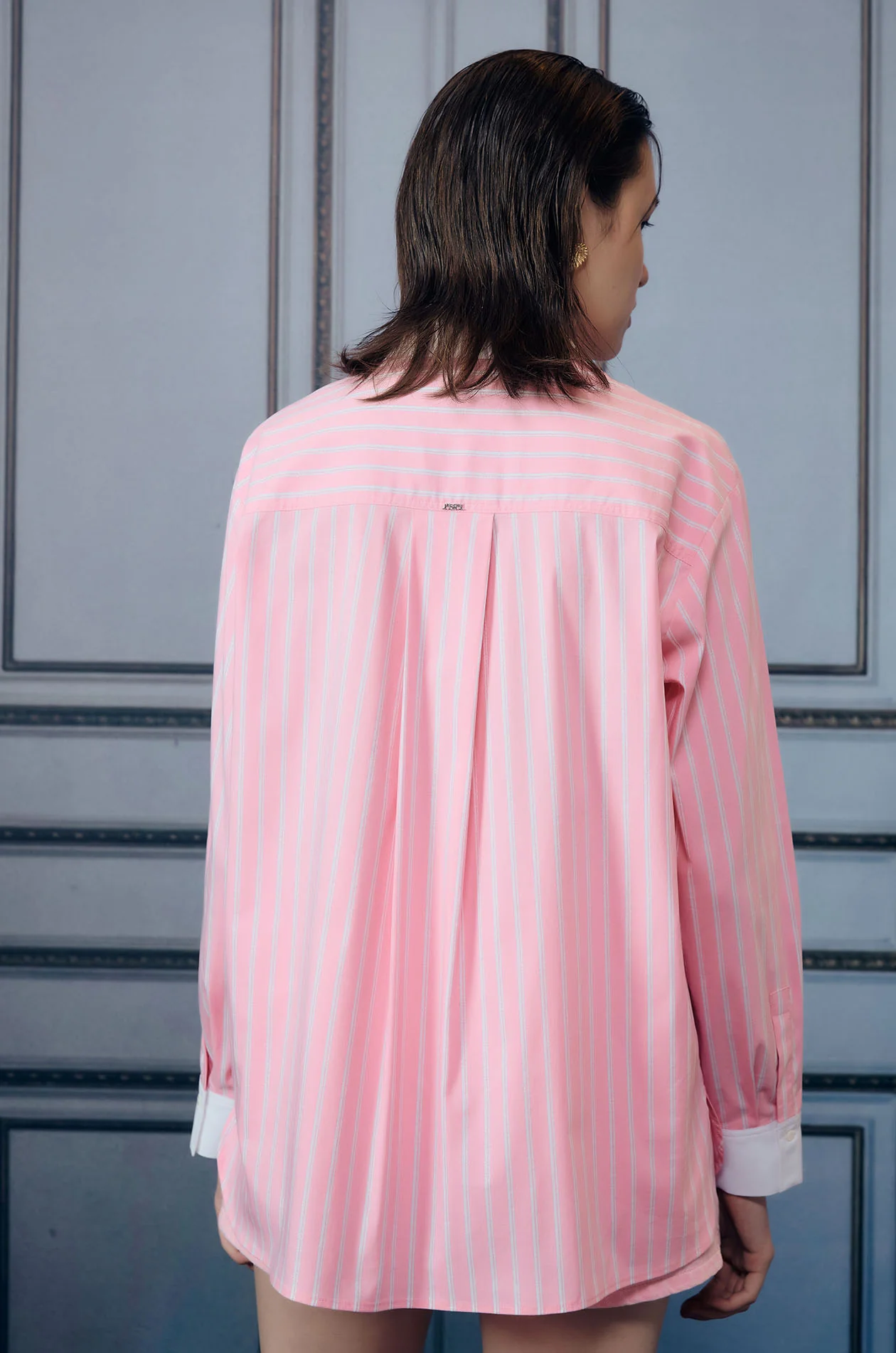 Metallic Striped Ruffle Trim Shirt - Image 5