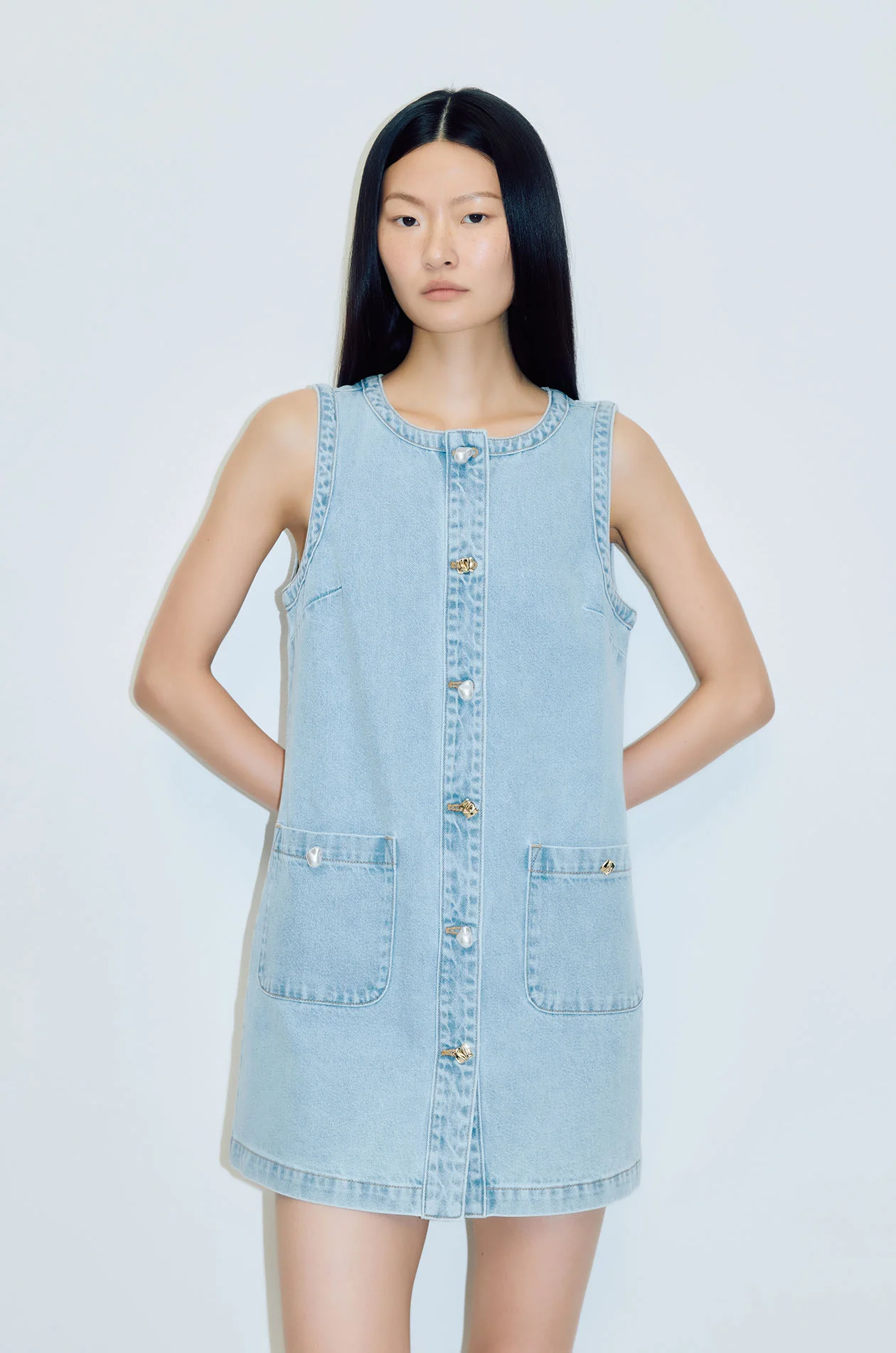 Sheath Denim Mini Dress - Image 2