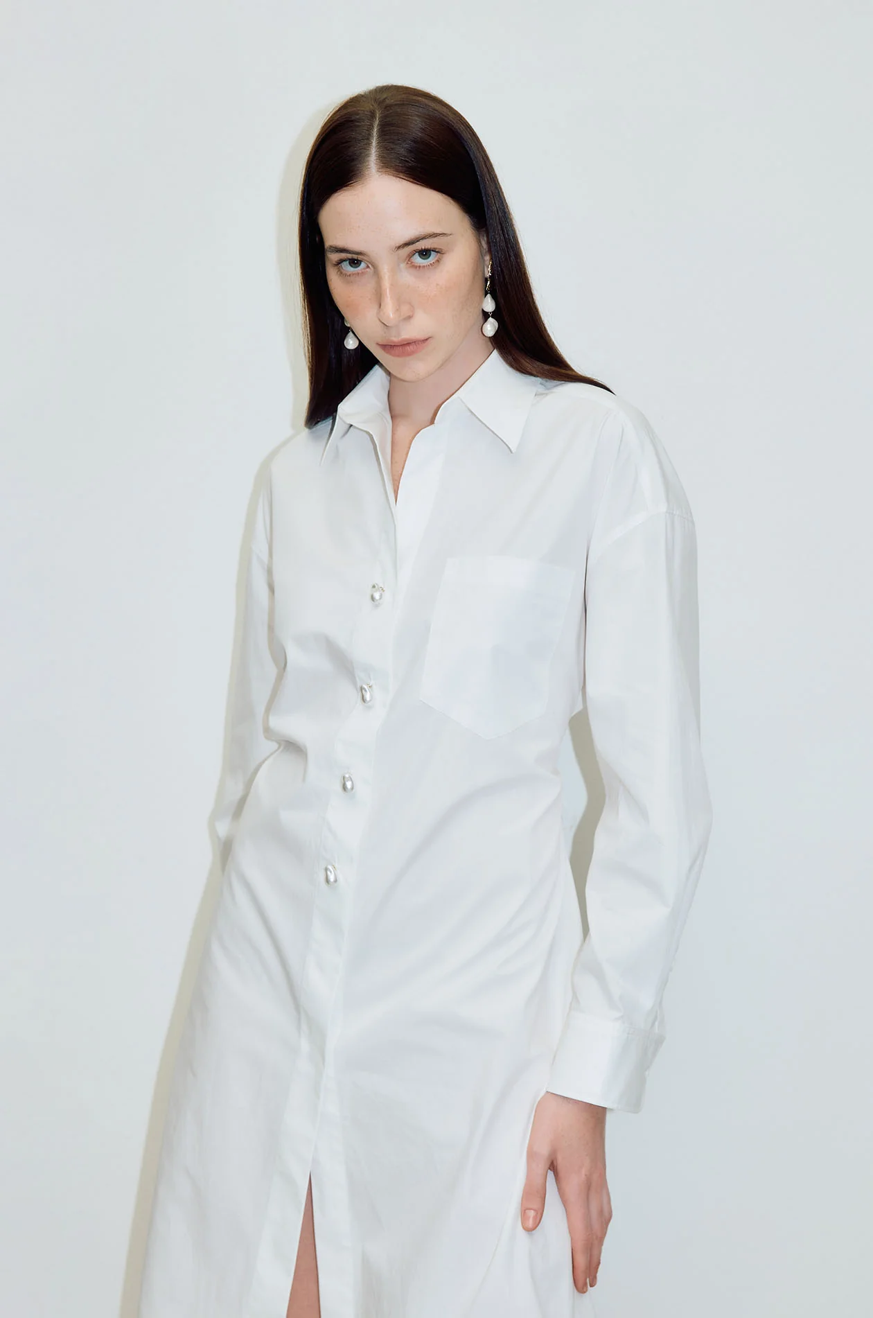 Roll-Up Sleeve Midi Shirt Dress - Image 2