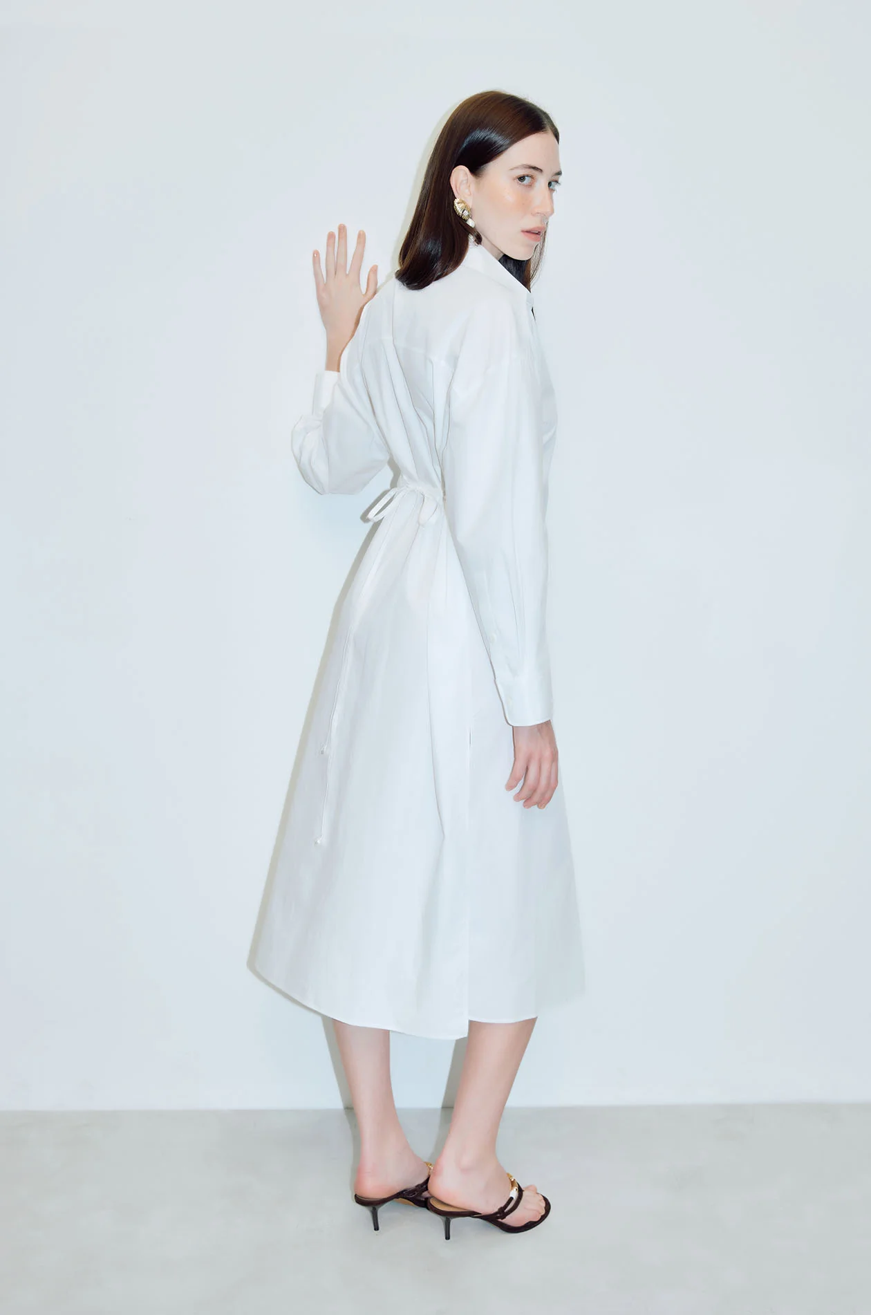 Roll-Up Sleeve Midi Shirt Dress - Image 6