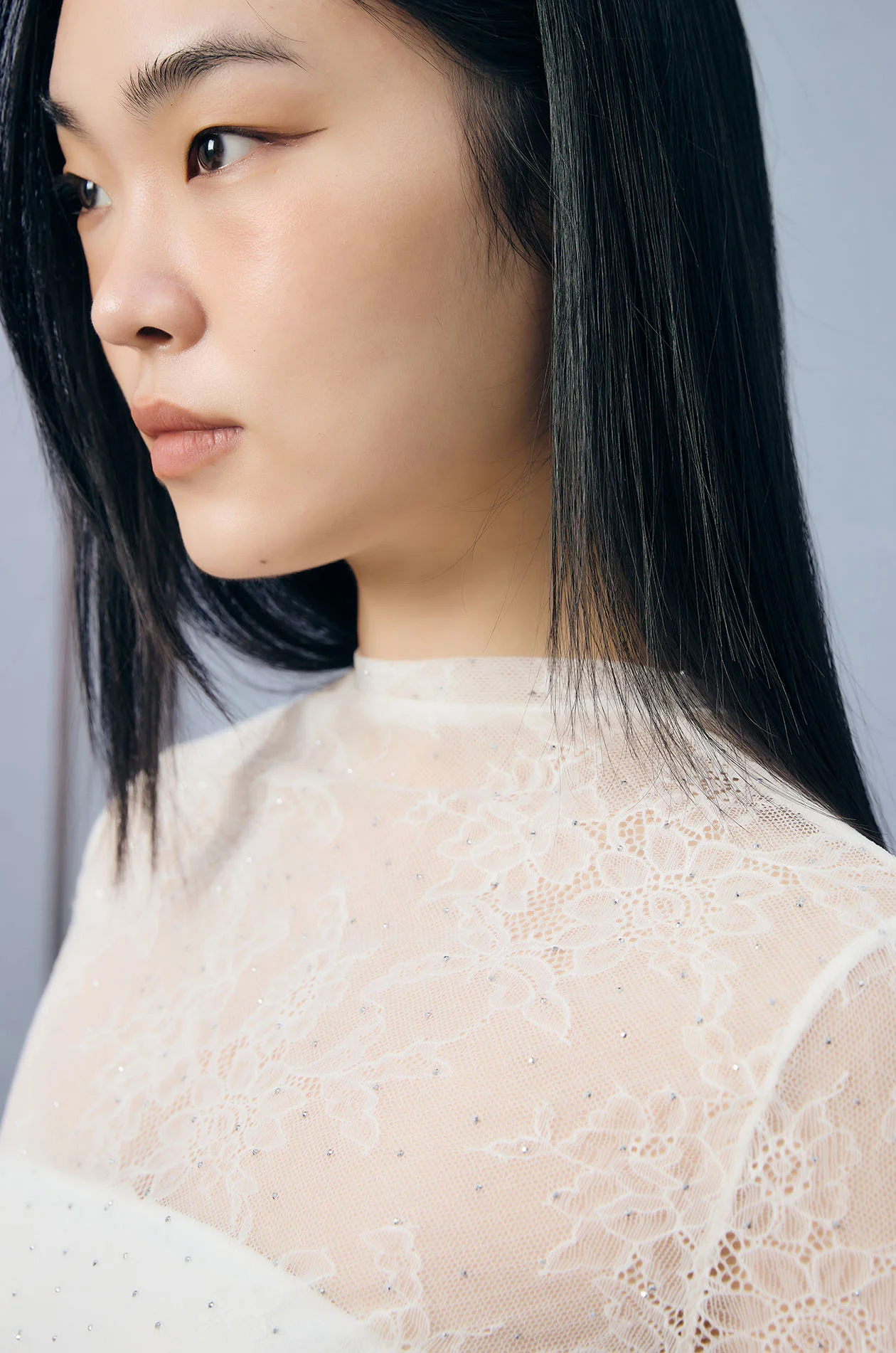 White Rhinestone Lace Top - Image 4