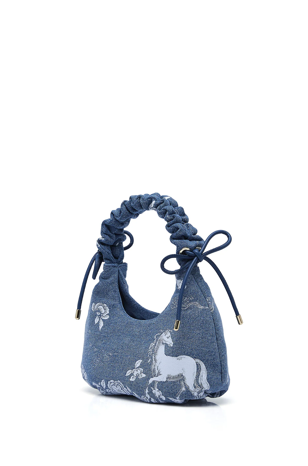 Denim Scrunchie Top Handle Bag - Image 3