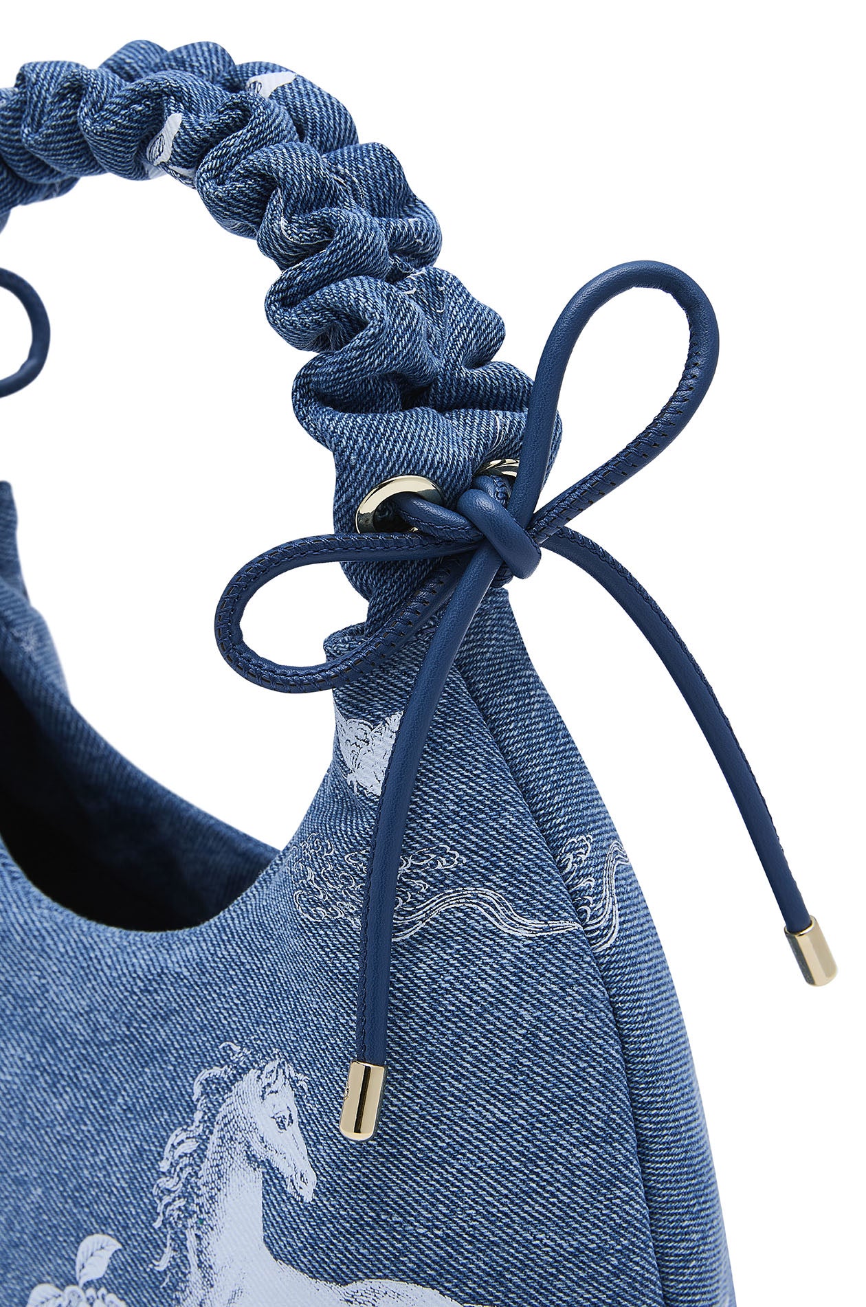 Denim Scrunchie Top Handle Bag - Image 4