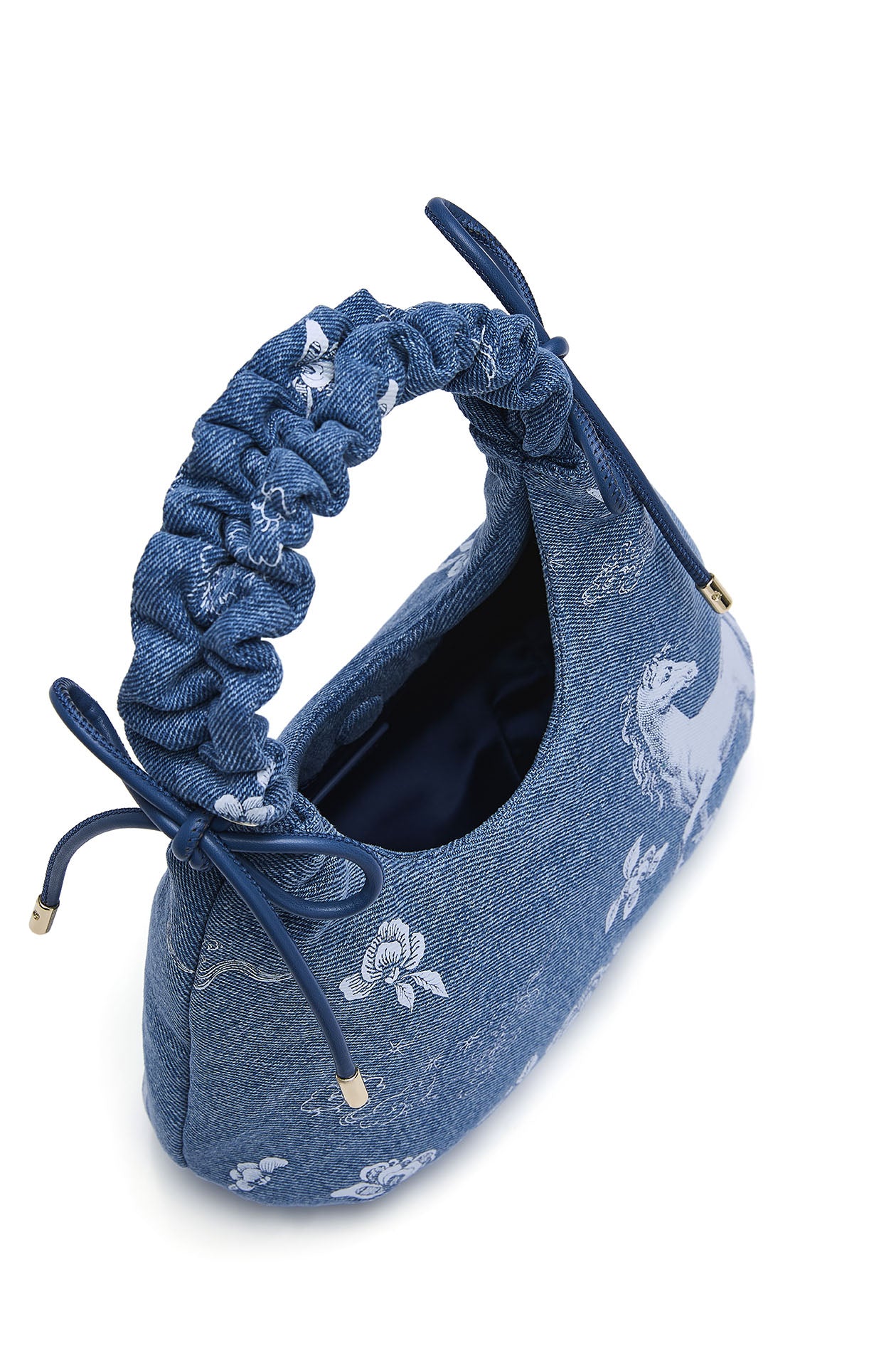 Denim Scrunchie Top Handle Bag - Image 5