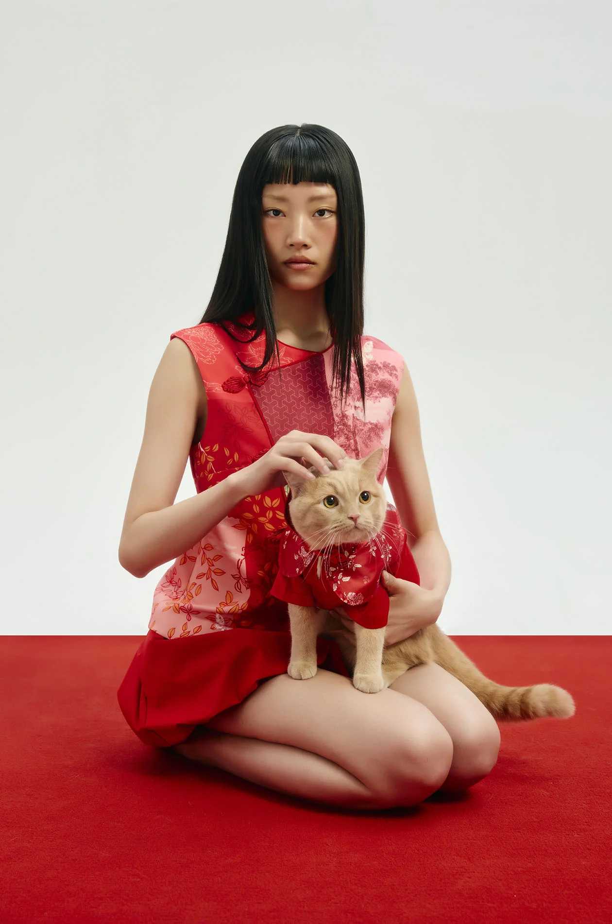Red Motif Printed Satin Pet Cloth - Image 6