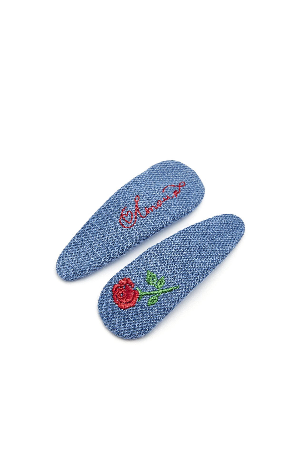 Rose Denim Hair Clip Set