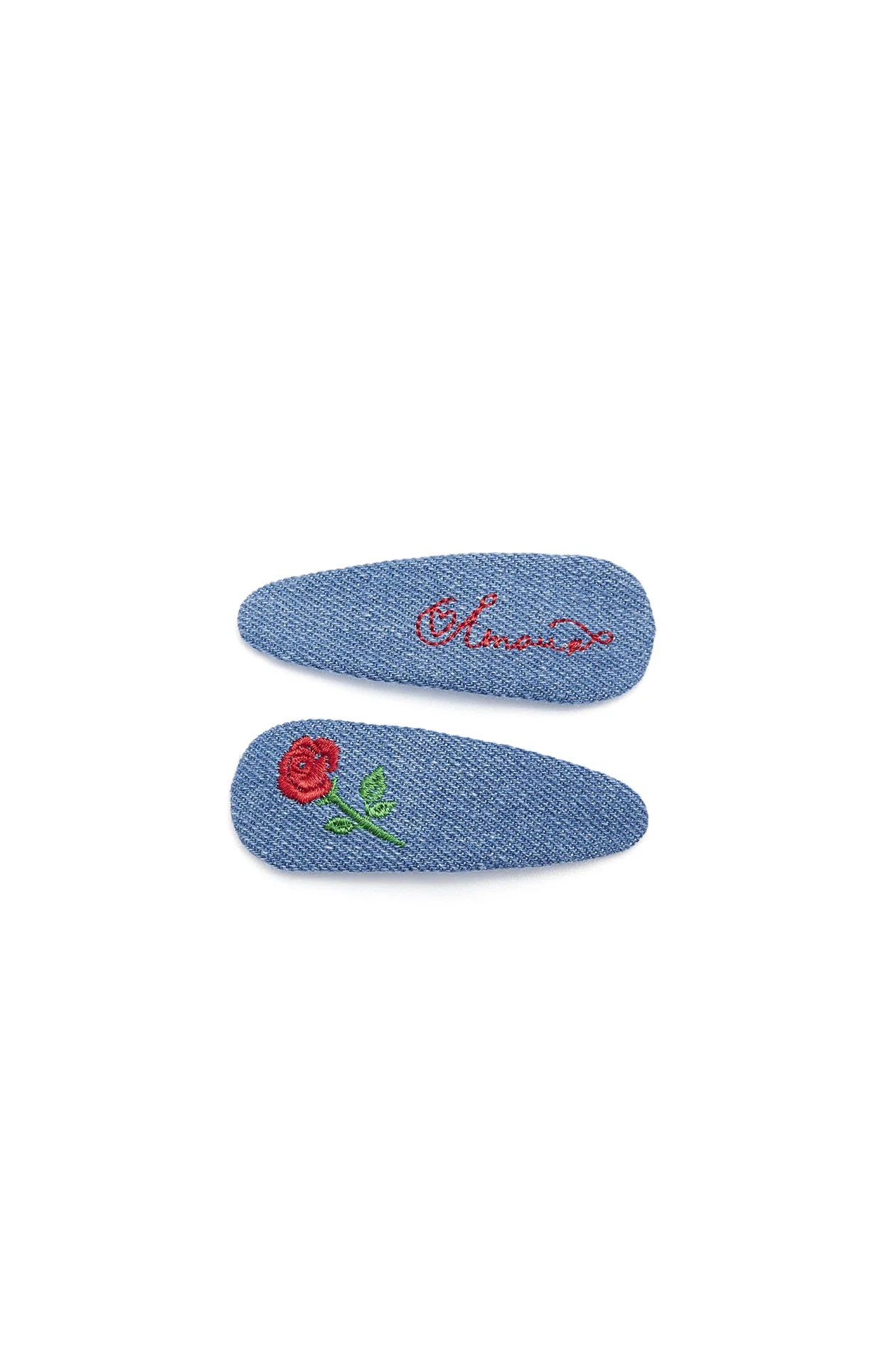 Rose Denim Hair Clip Set - Image 2