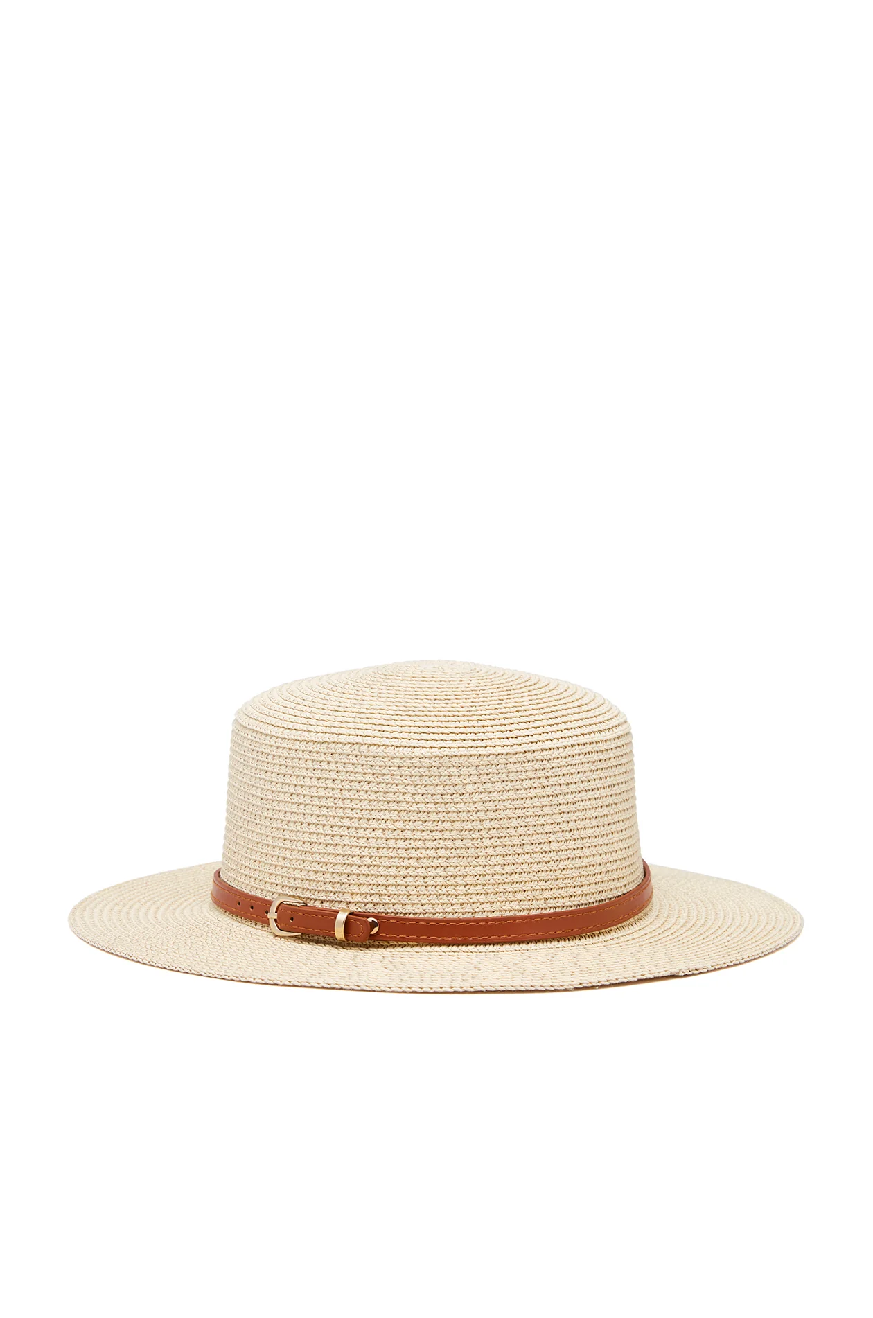 Faux Raffia Boater Hat