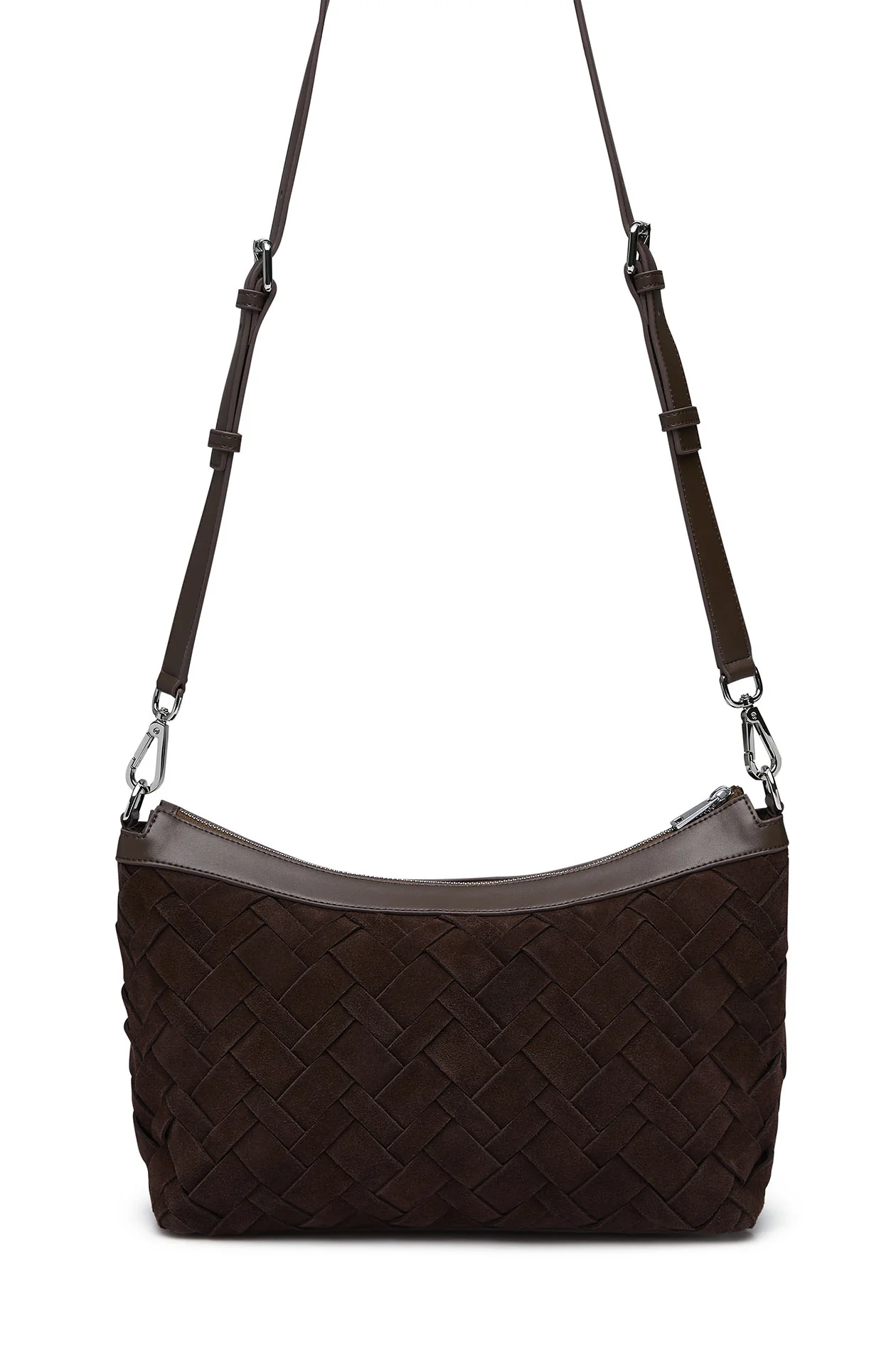 Interlaced Suede Crossbody Bag - Image 10