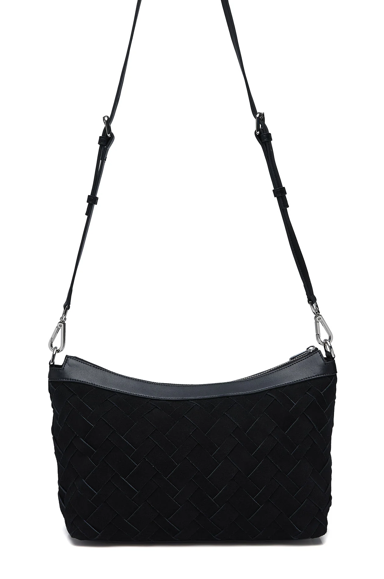 Interlaced Suede Crossbody Bag - Image 4
