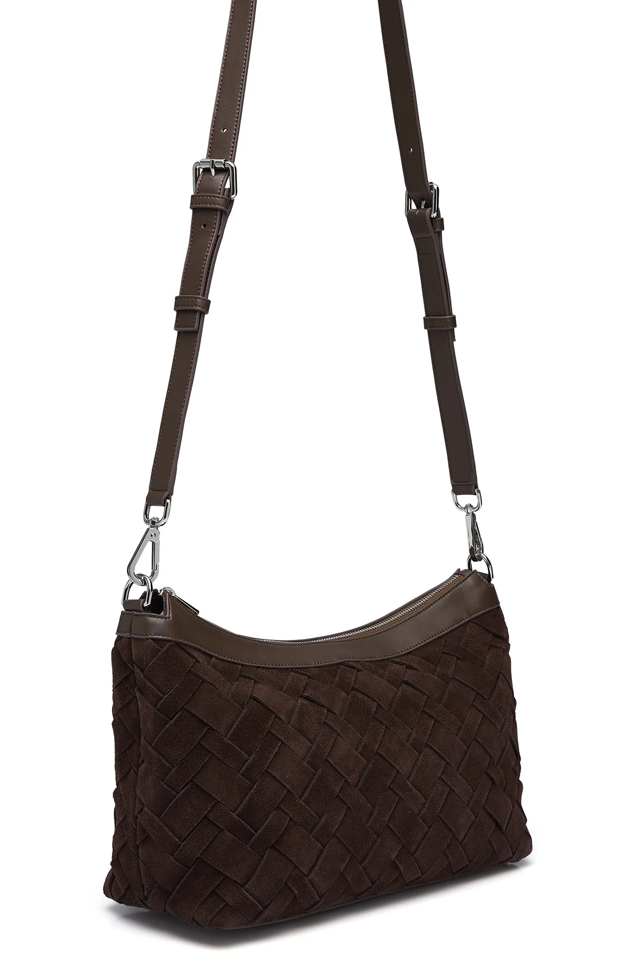Interlaced Suede Crossbody Bag - Image 8