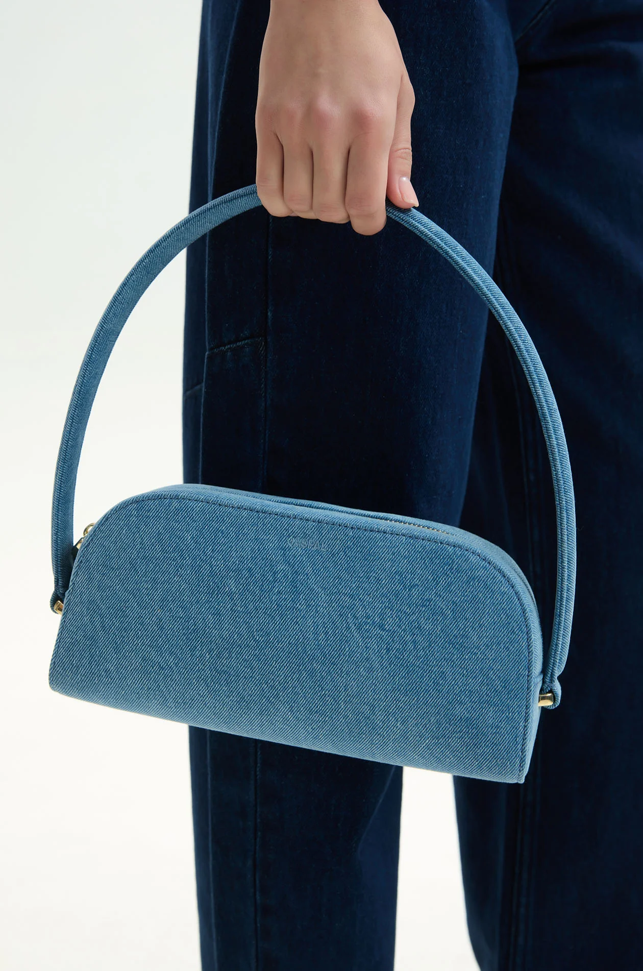 Structured Denim Shoulder Bag - Image 5