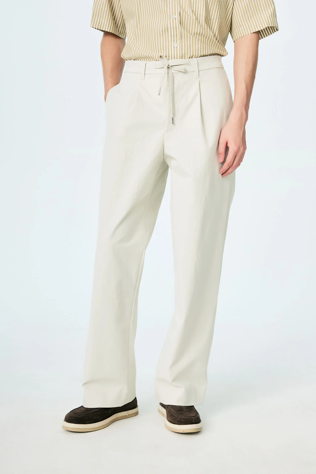 Wide-Leg Drawstring Twill Pants - Image 2