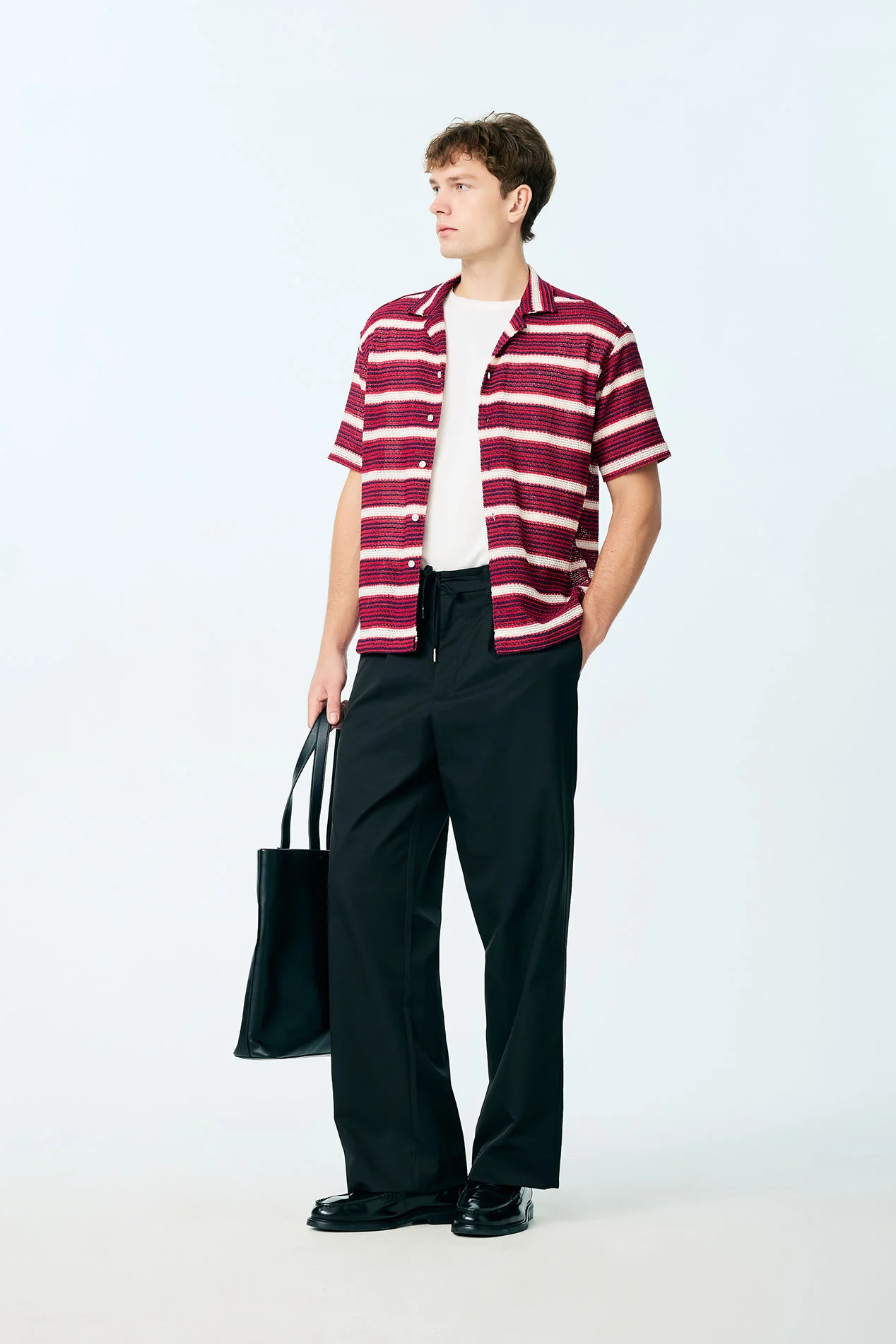 Wide-Leg Drawstring Twill Pants - Image 4