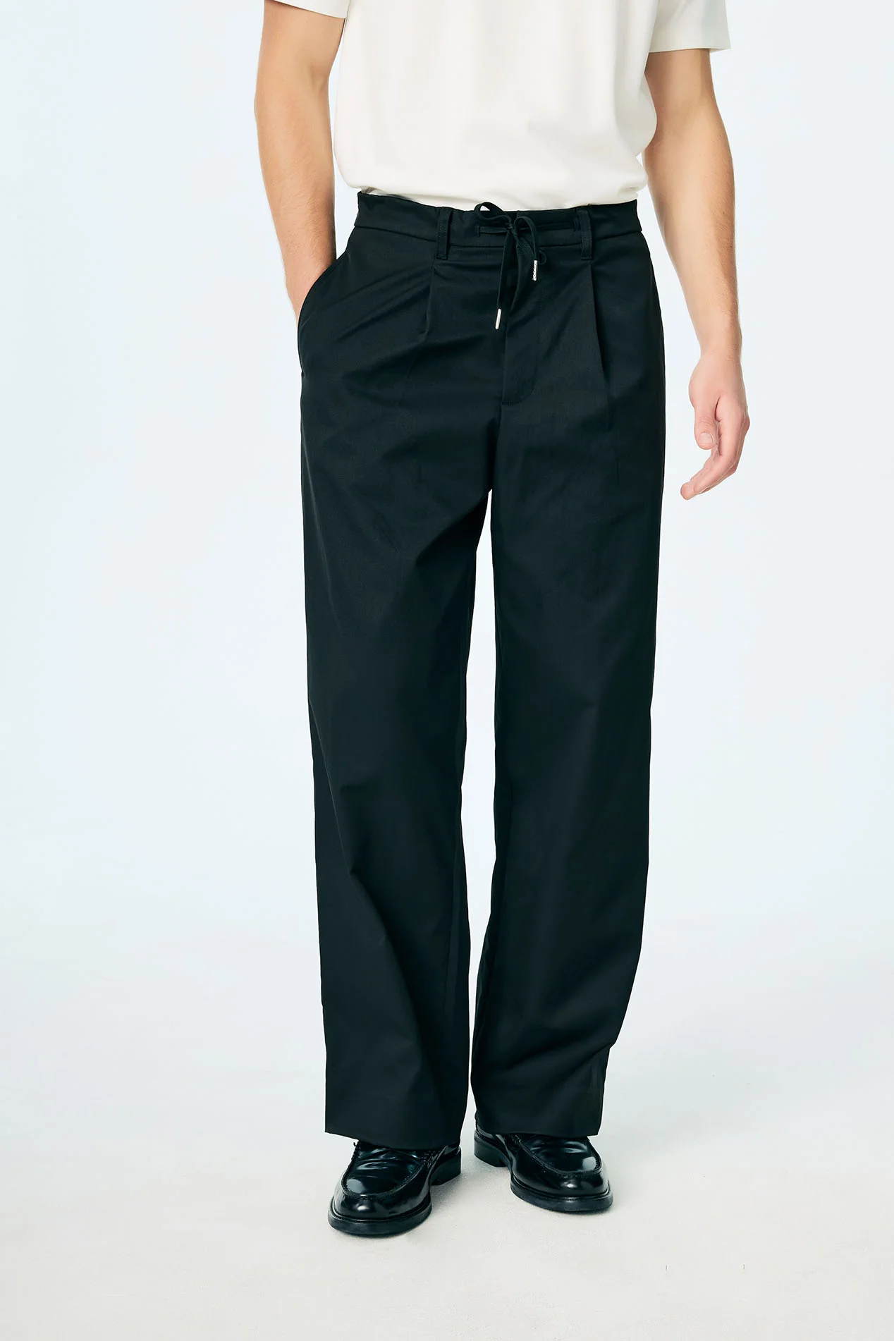 Wide-Leg Drawstring Twill Pants - Image 5