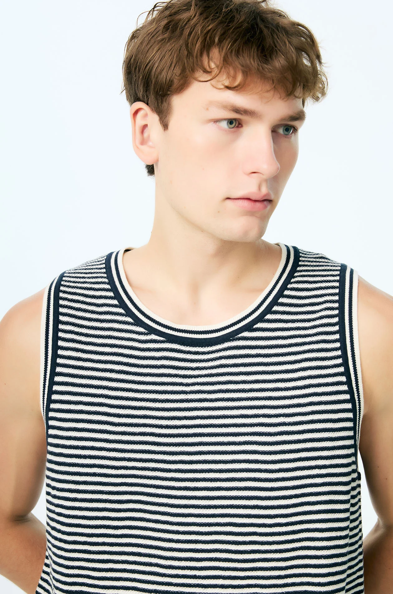 Striped Textured Knit Tank Top - Image 3