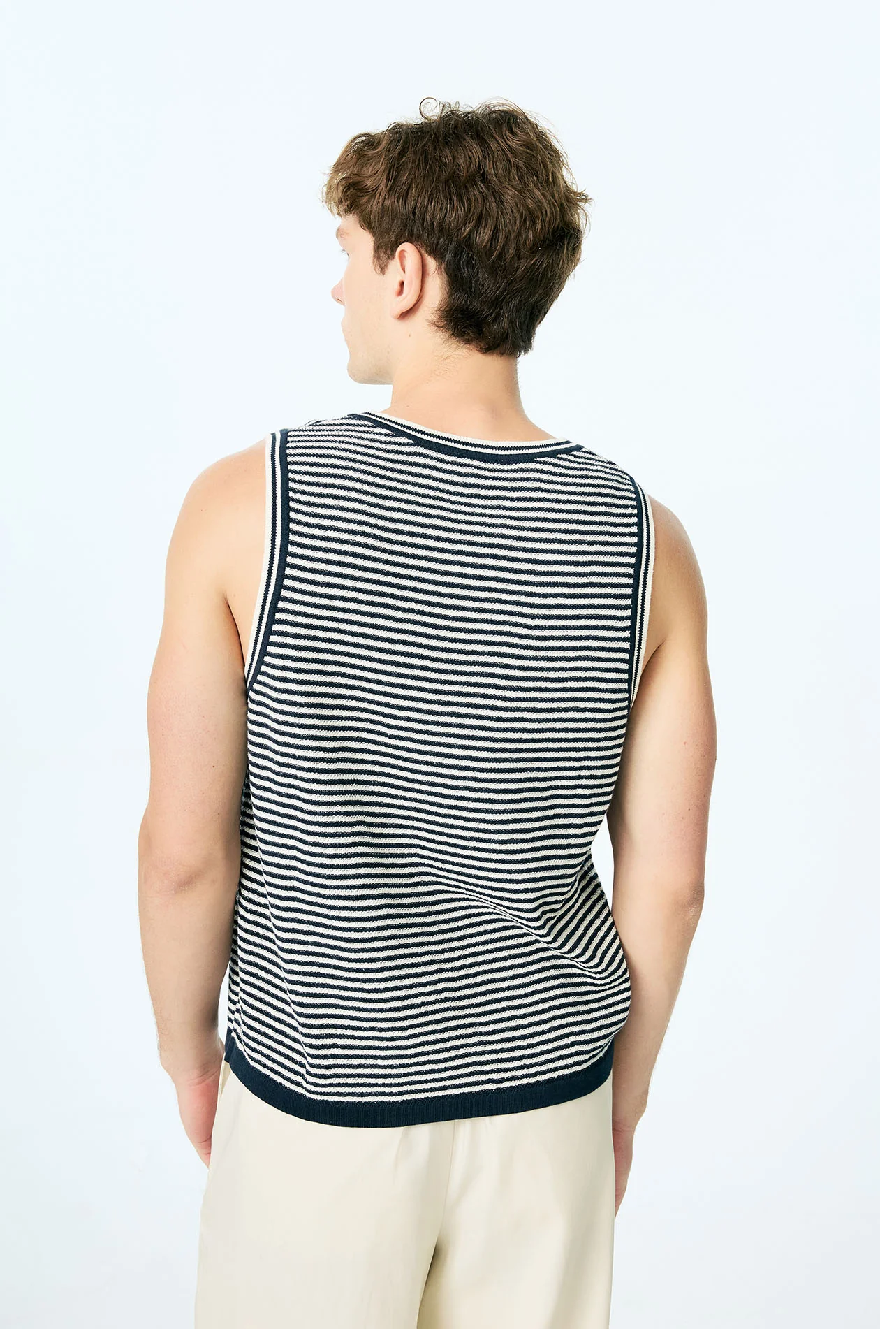 Striped Textured Knit Tank Top - Image 4