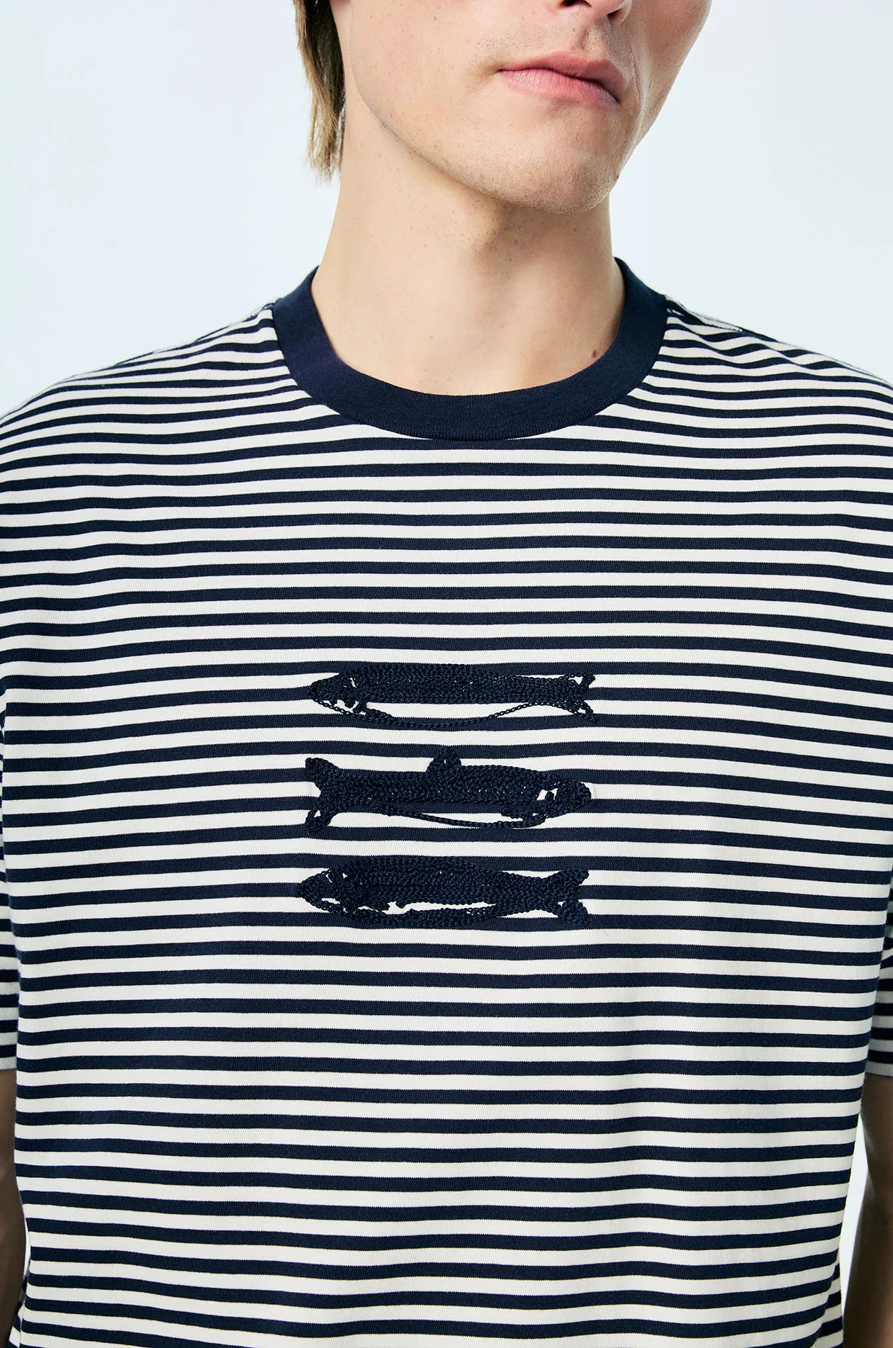 Fish Embroidered Striped T-Shirt - Image 3