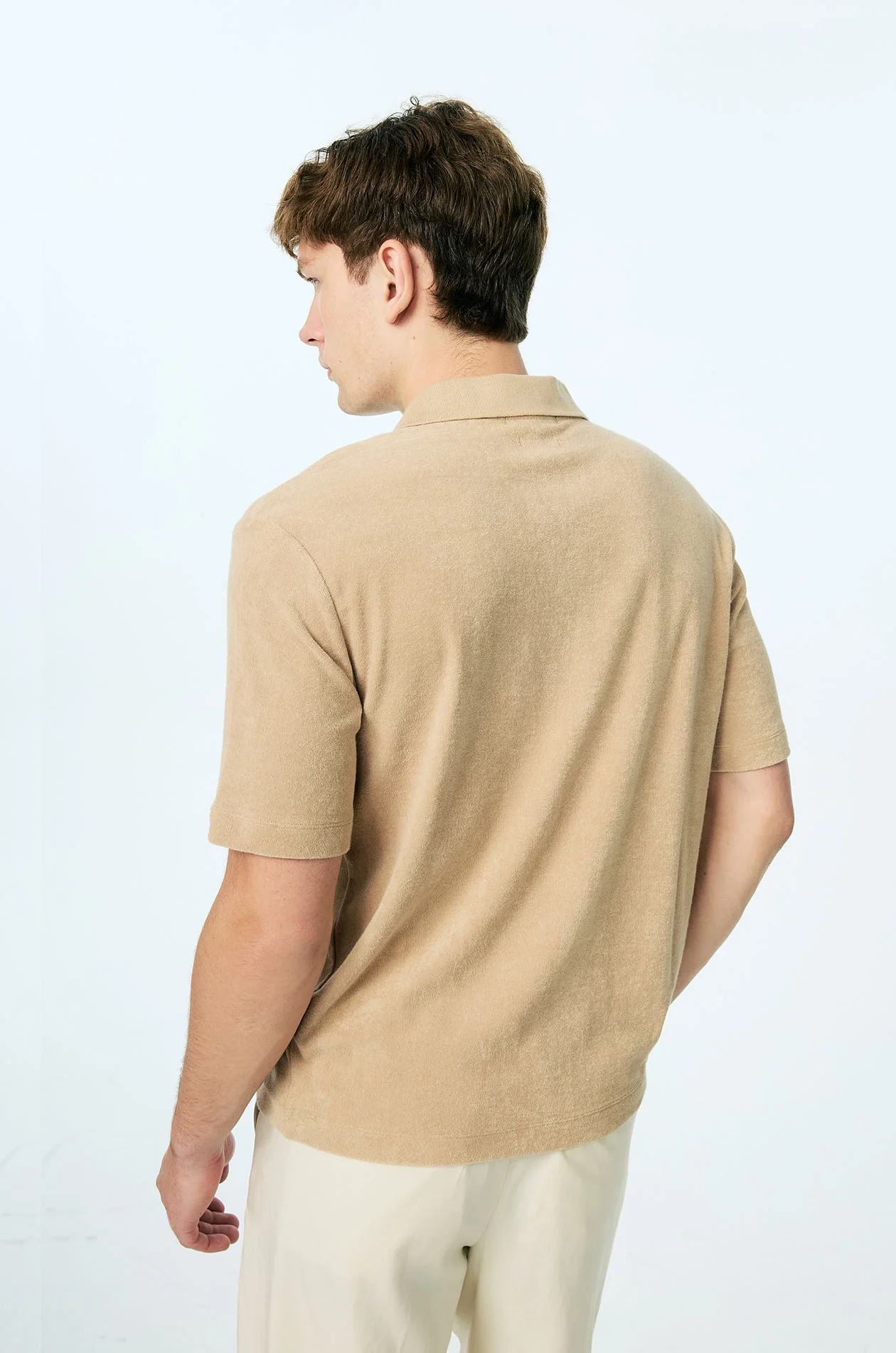 Open-Collar Toweling Polo - Image 5