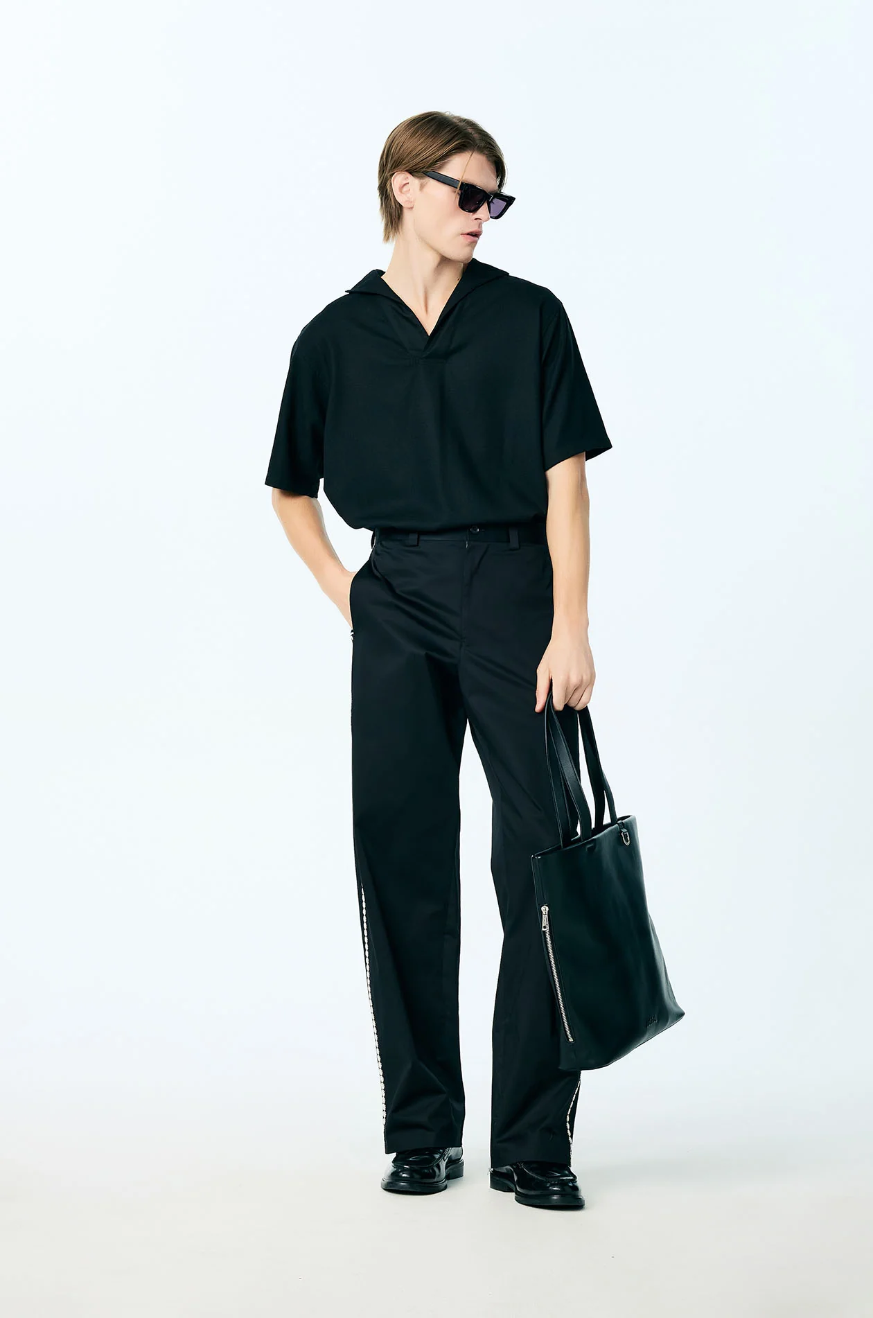 Open-Collar Linen-Blend Polo