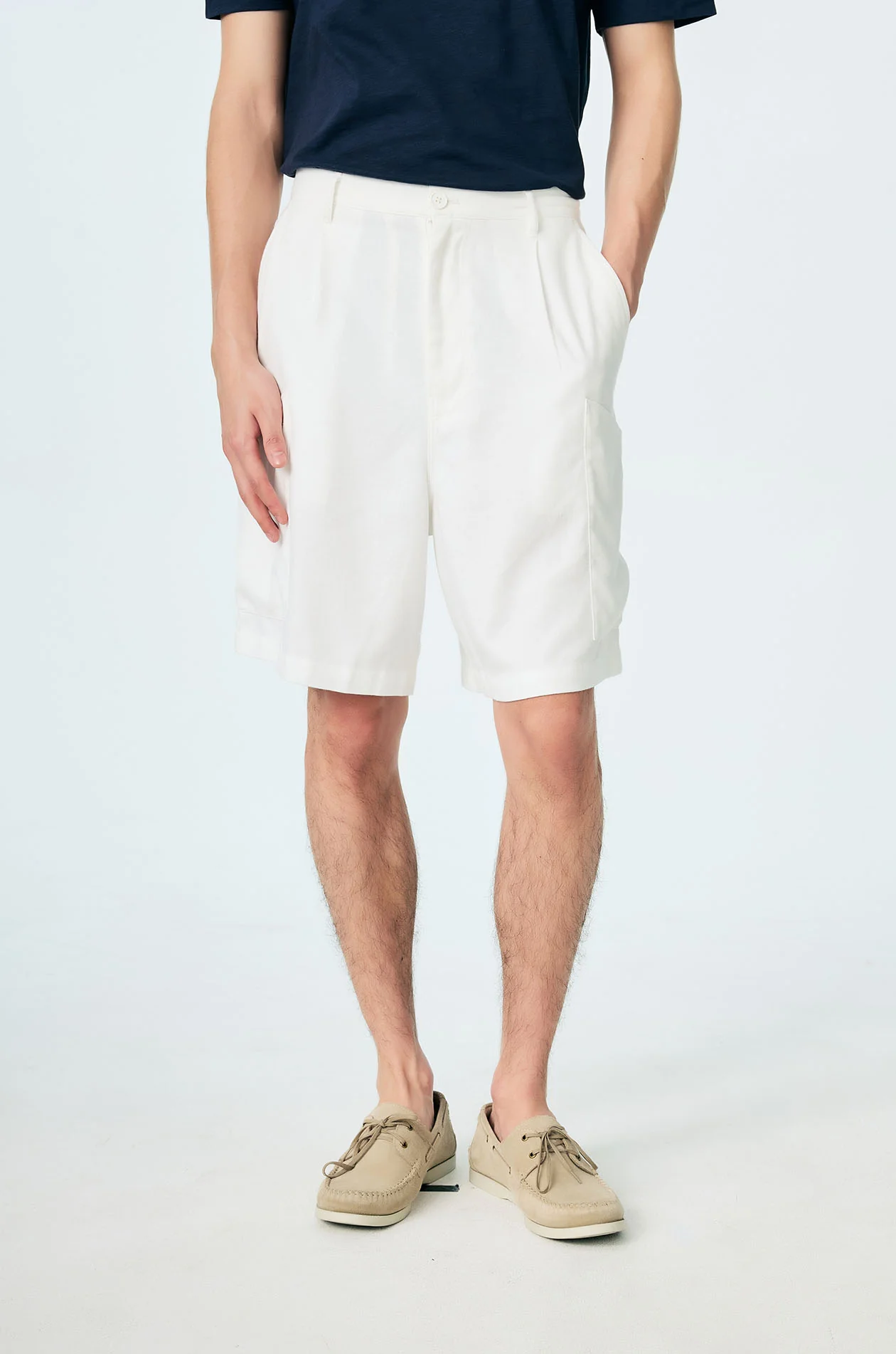 Linen Blend Cargo Shorts - Image 5
