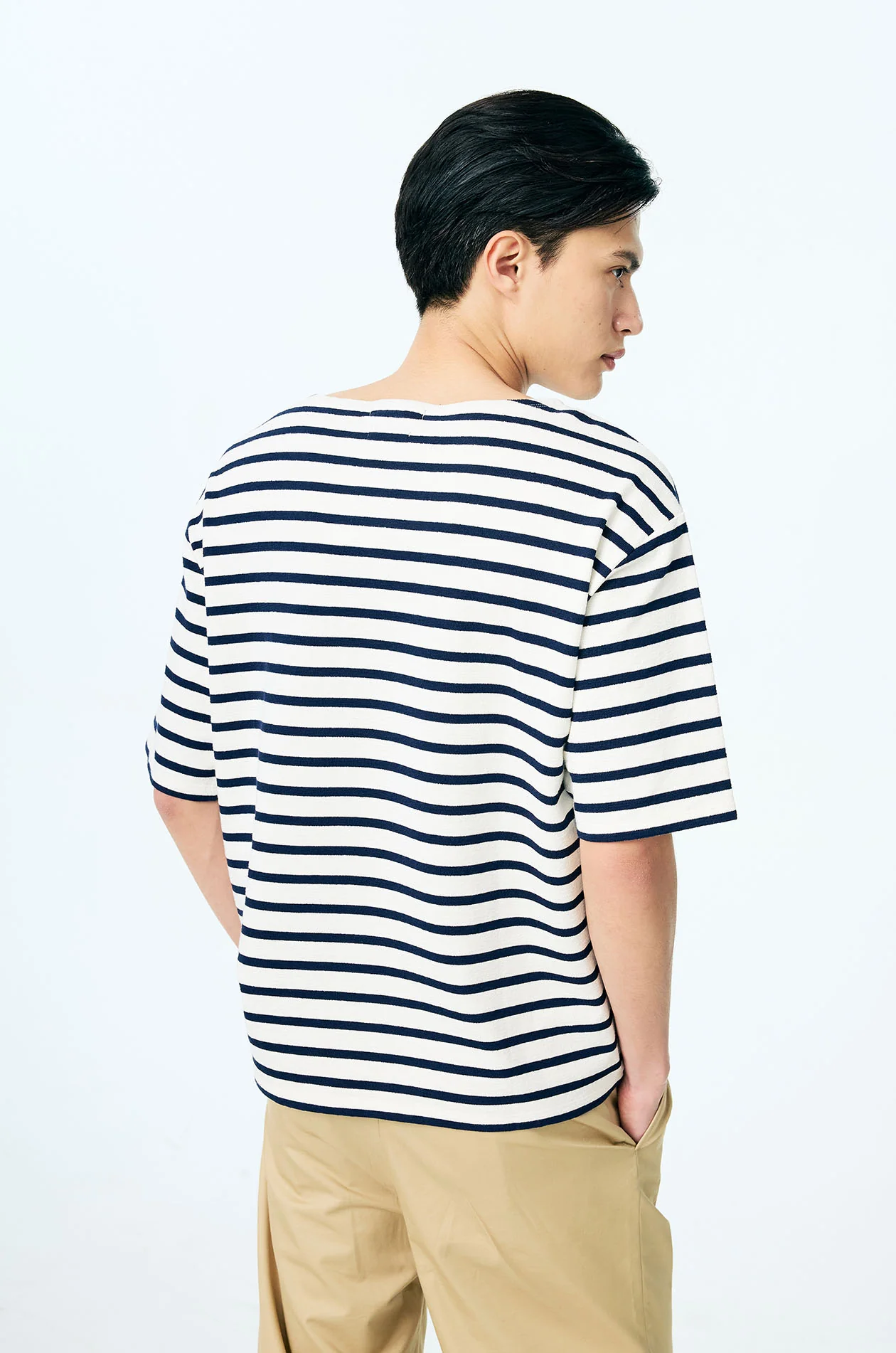 Striped Oversized Boat Neck T-Shirt - Image 4