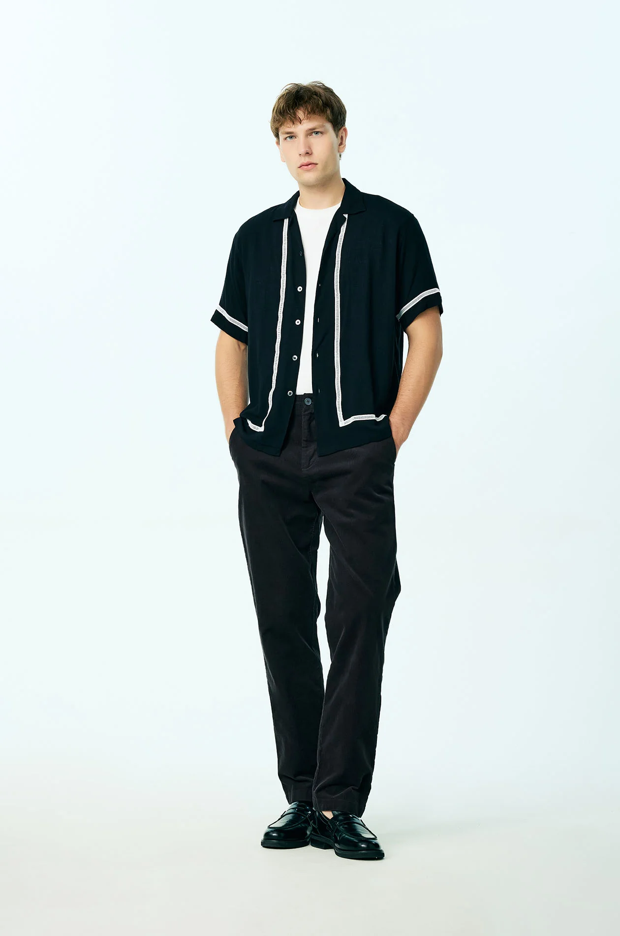 Contrast Trim Lyocell Resort Shirt