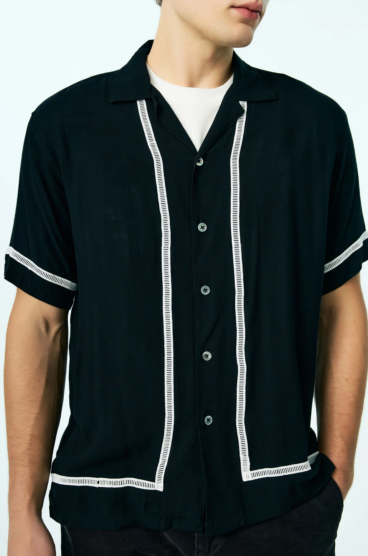 Contrast Trim Lyocell Resort Shirt - Image 3