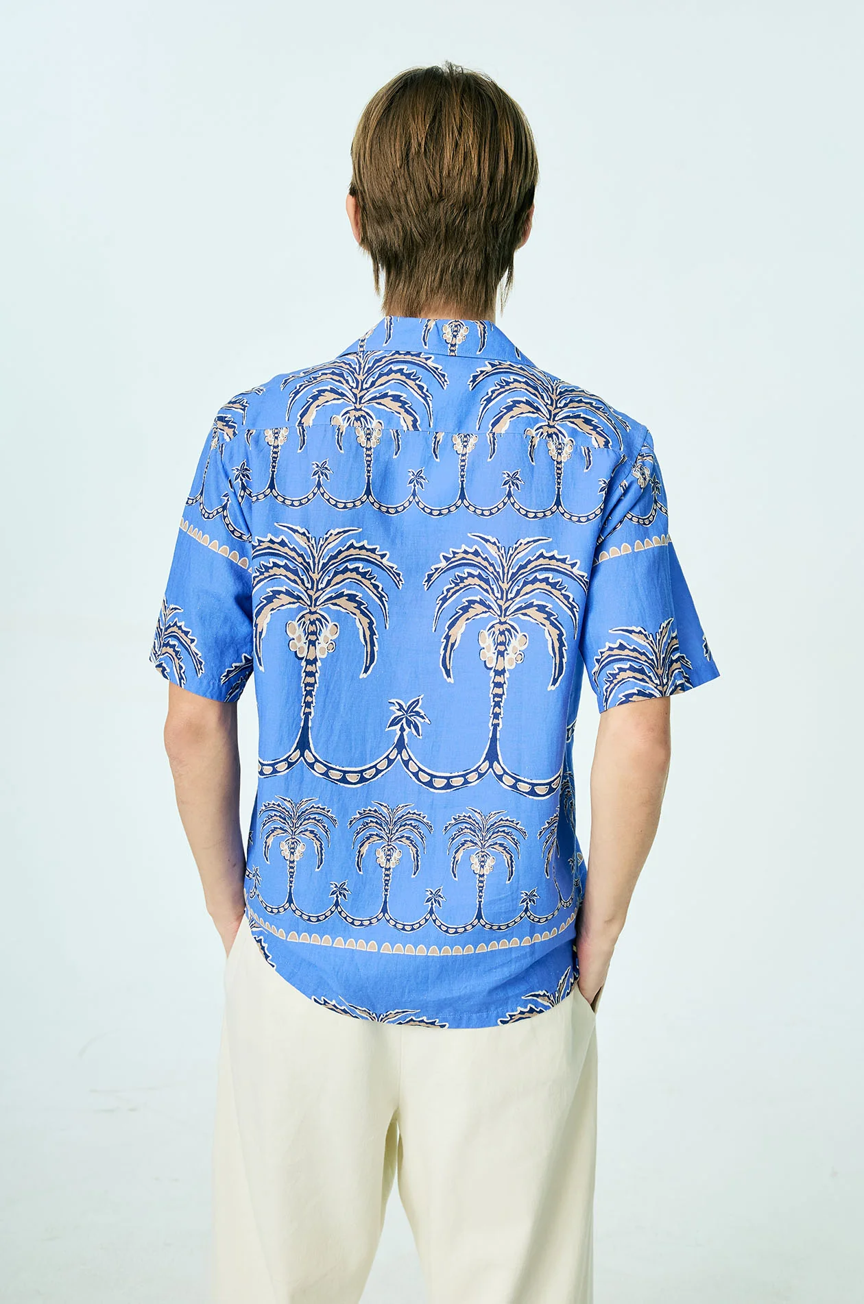 Palm Print Linen-Blend Resort Shirt - Image 3