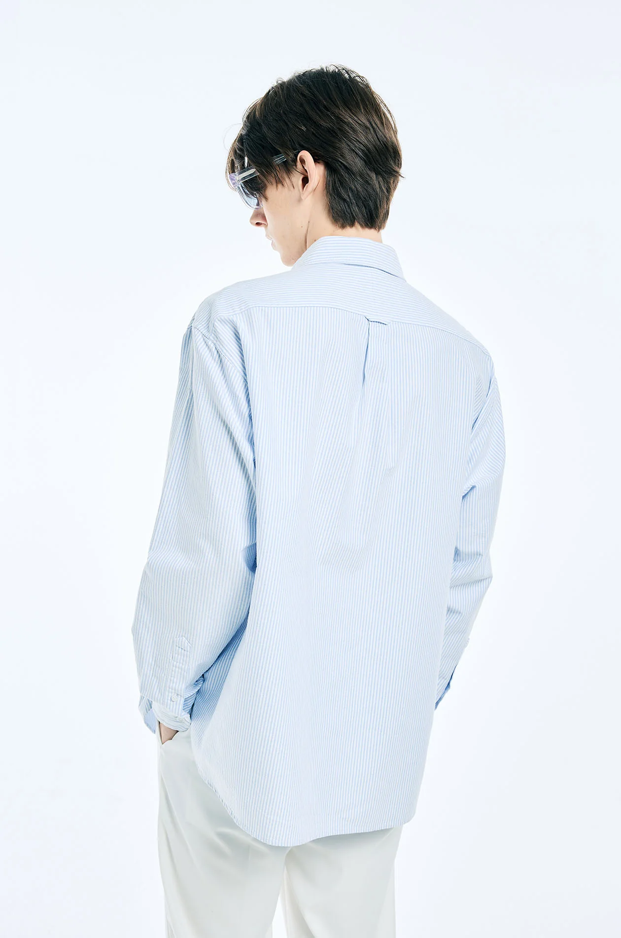 Striped Button Down Collar Oxford Shirt - Image 4