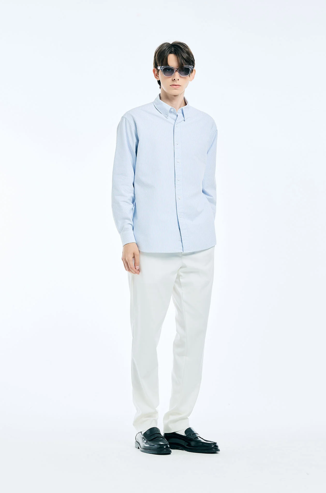 Striped Button Down Collar Oxford Shirt - Image 5