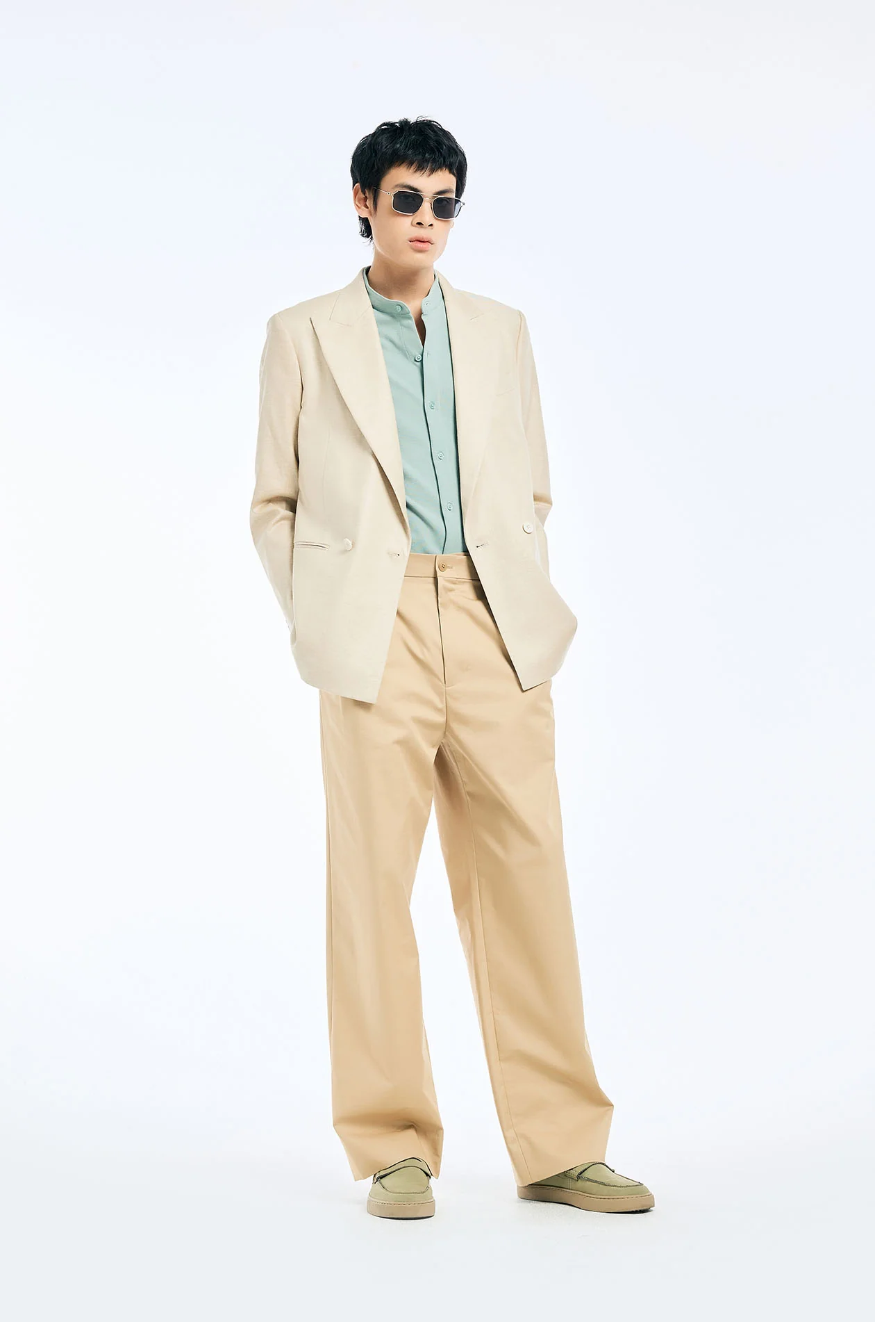 Collarless Pique Shirt - Image 15