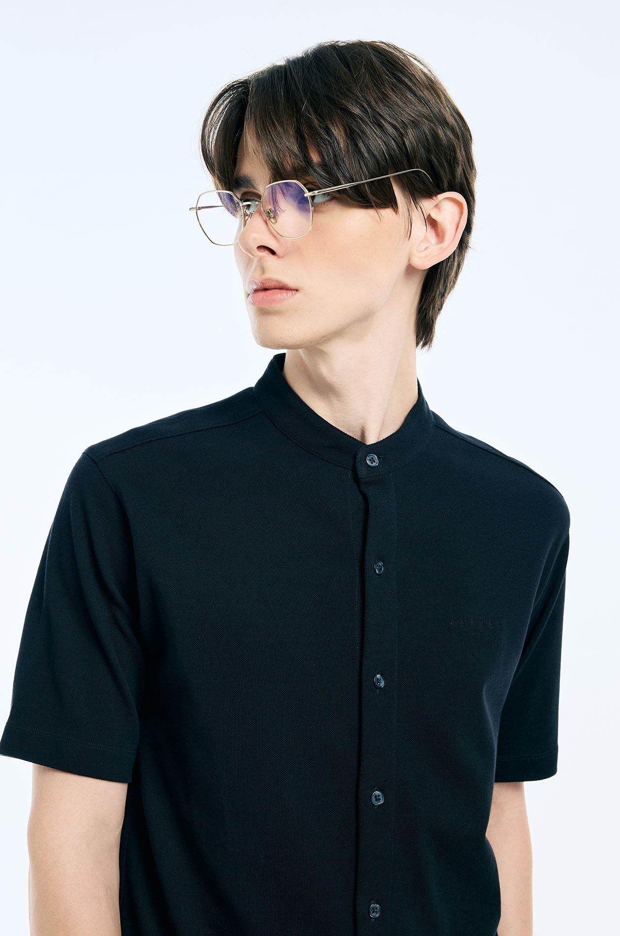 Collarless Pique Shirt - Image 3