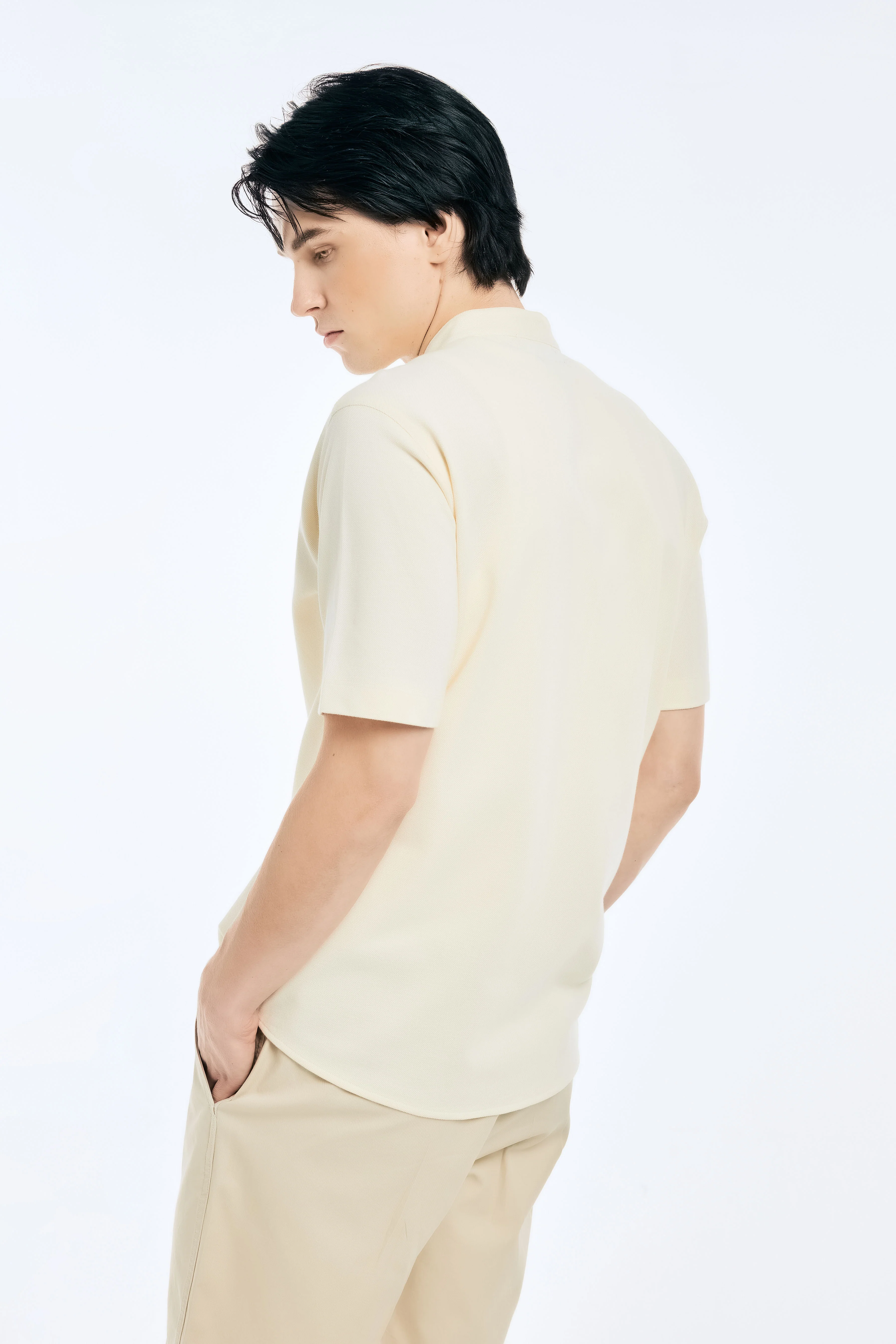 Collarless Pique Shirt - Image 9
