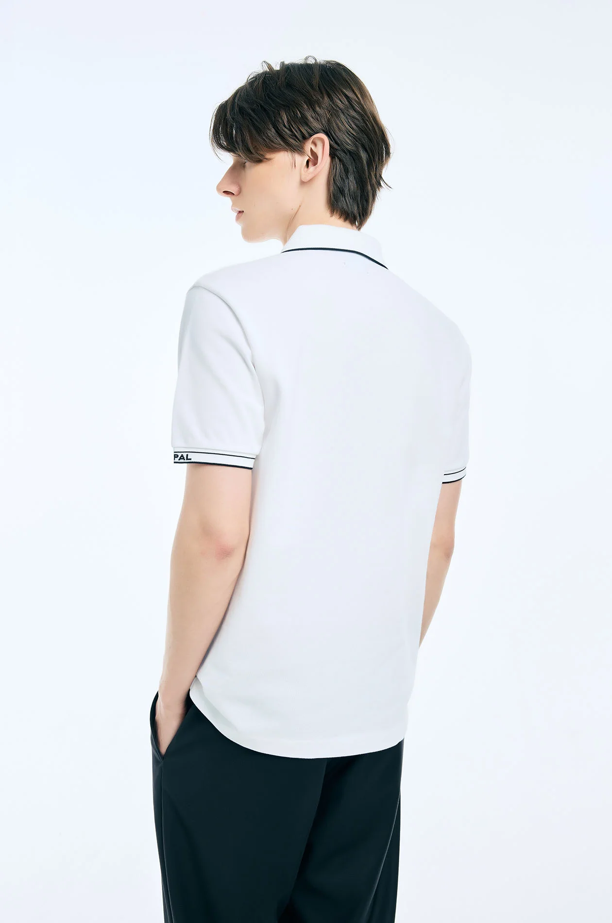 Texture-Collar Zipper Polo Shirt - Image 16