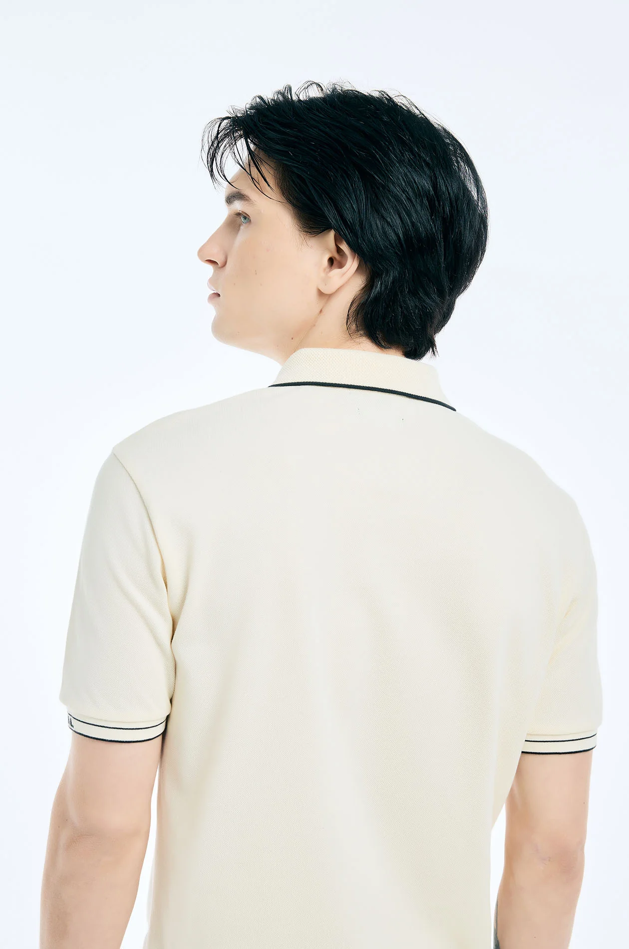 Texture-Collar Zipper Polo Shirt - Image 4
